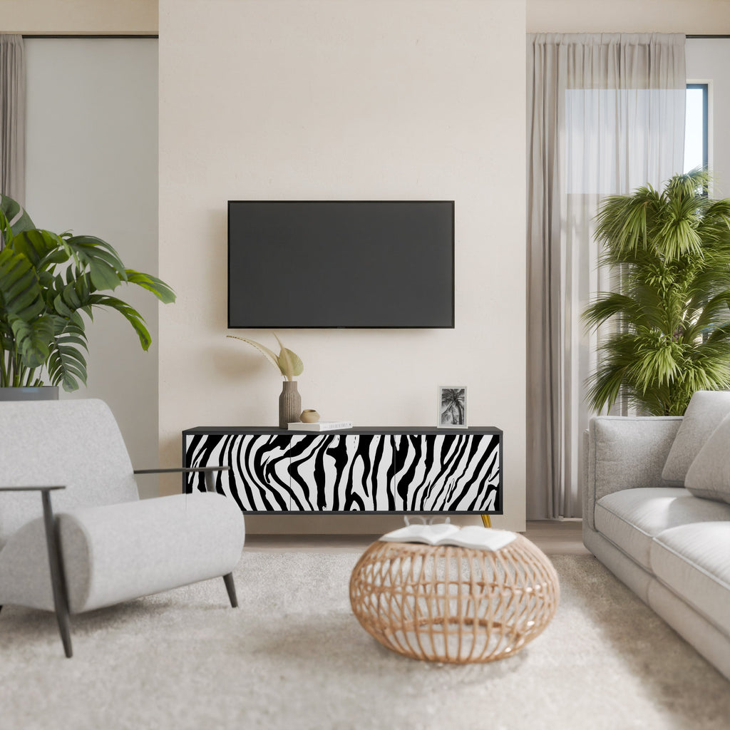 SPLENDID ZEBRA 3-türiger TV-Ständer in Schwarz