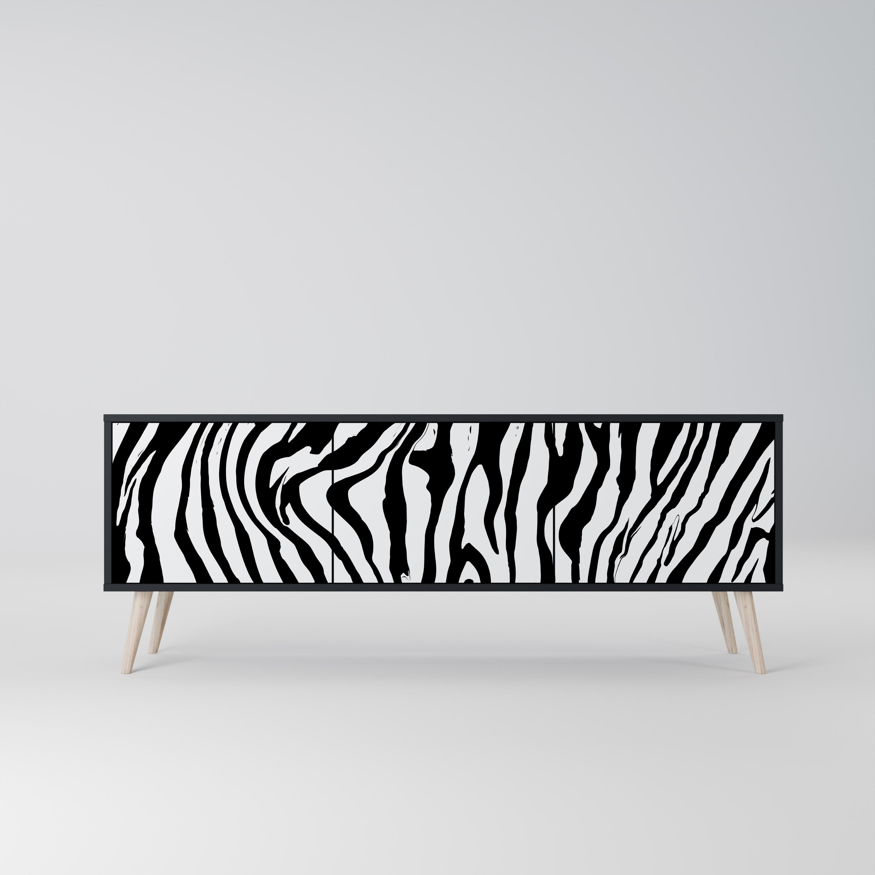 SPLENDID ZEBRA 3-türiger TV-Ständer in Schwarz
