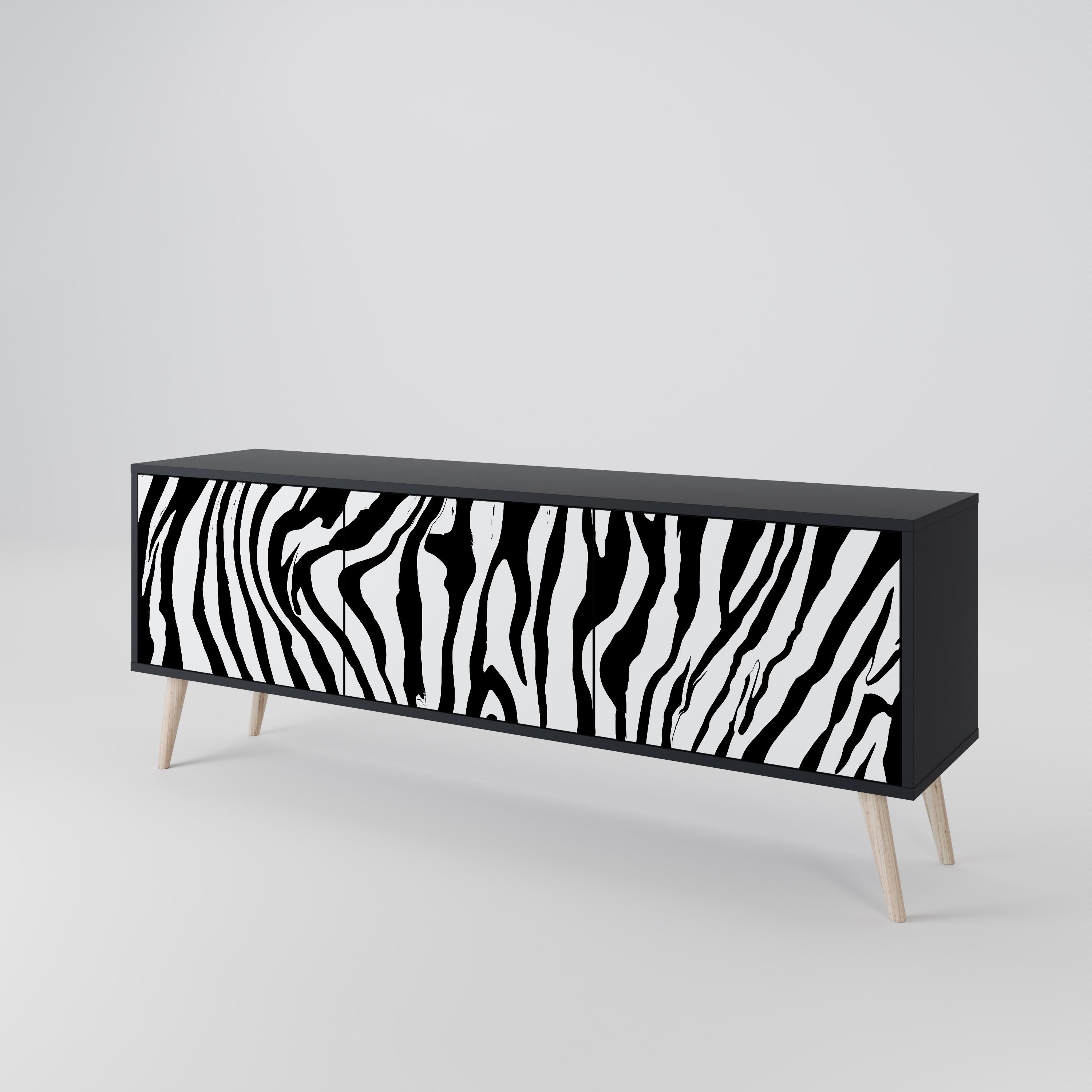 SPLENDID ZEBRA 3-türiger TV-Ständer in Schwarz