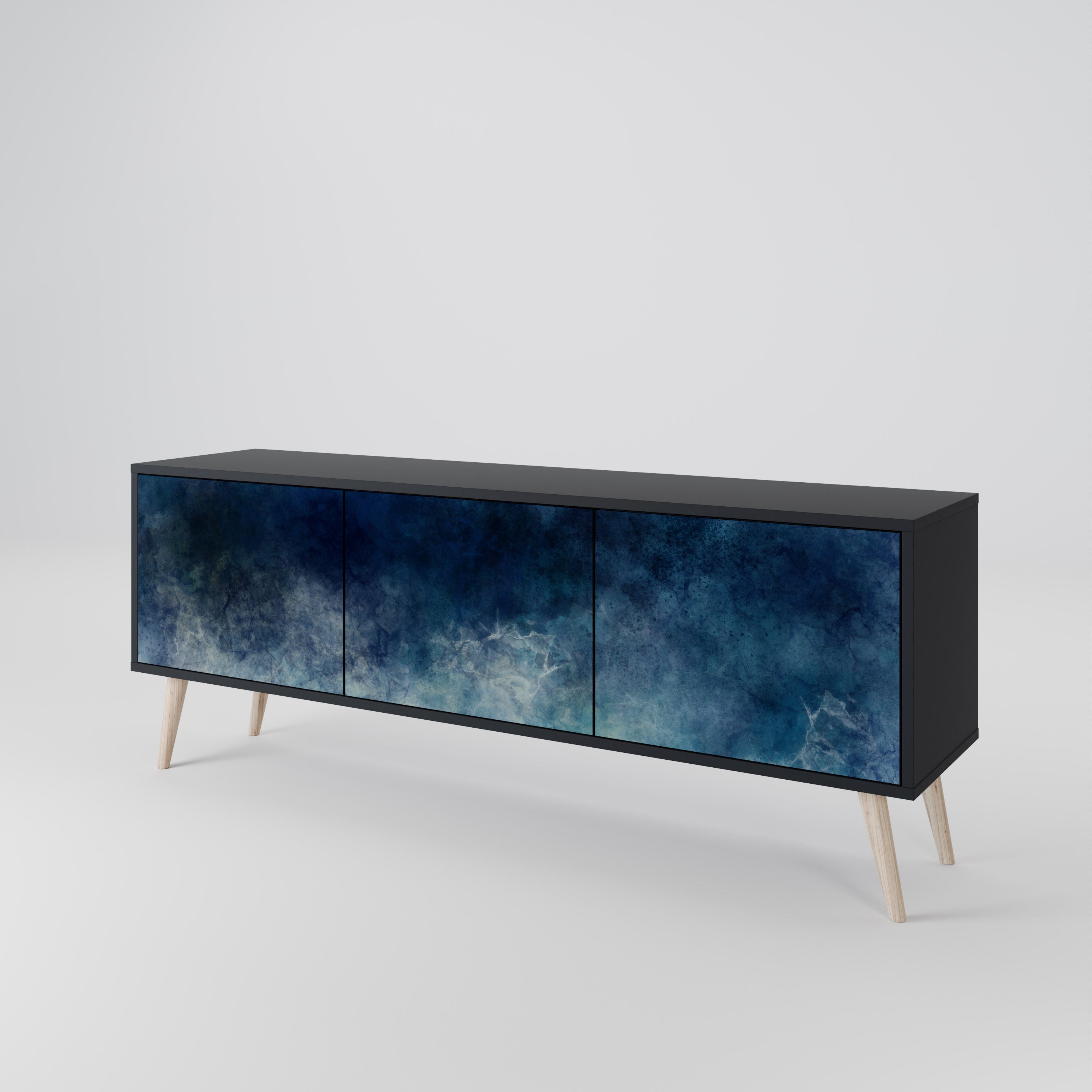 CELESTIAL FALL 3-türiger TV-Ständer in Schwarz