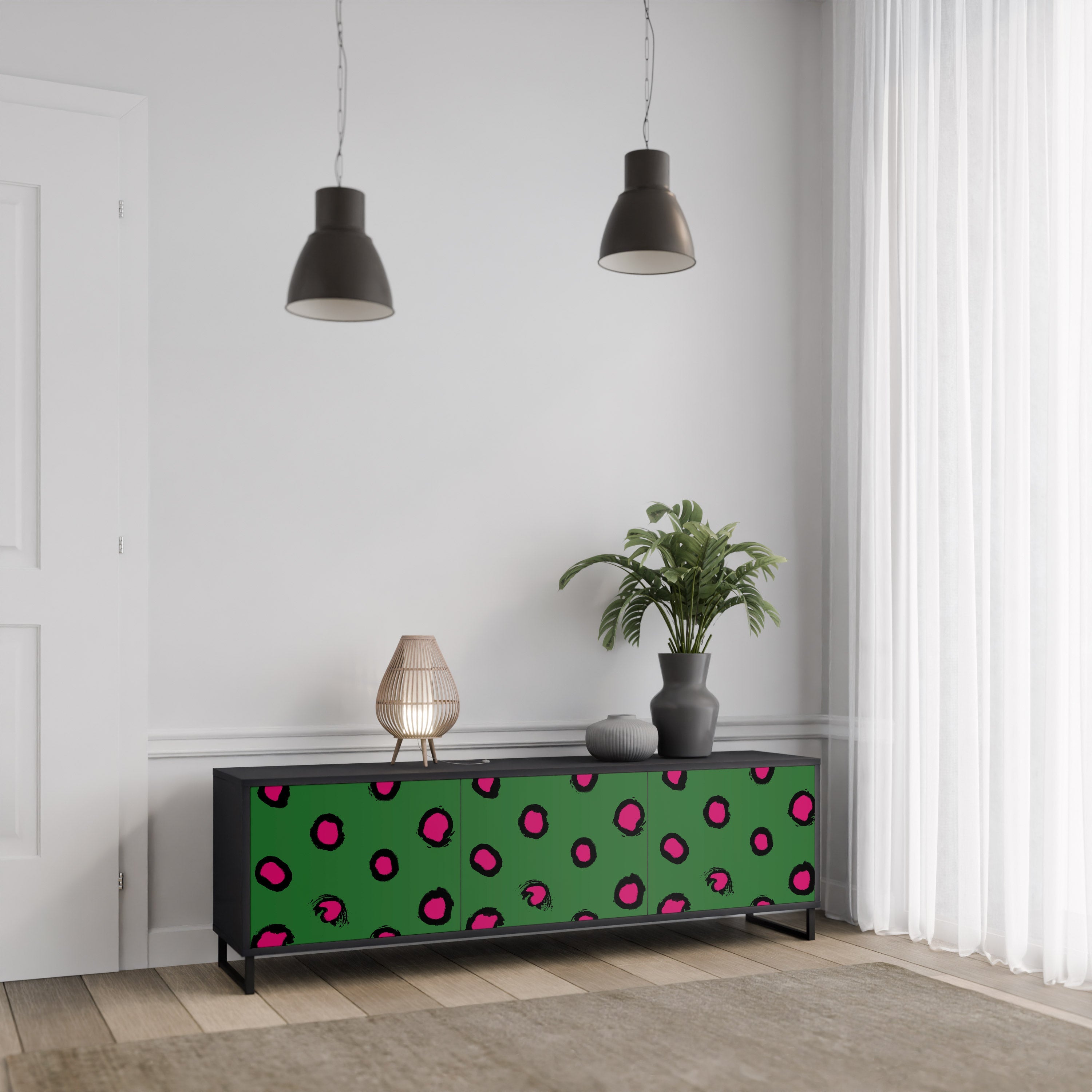 FUNKY SPOTS 3-türiger TV-Ständer in Schwarz