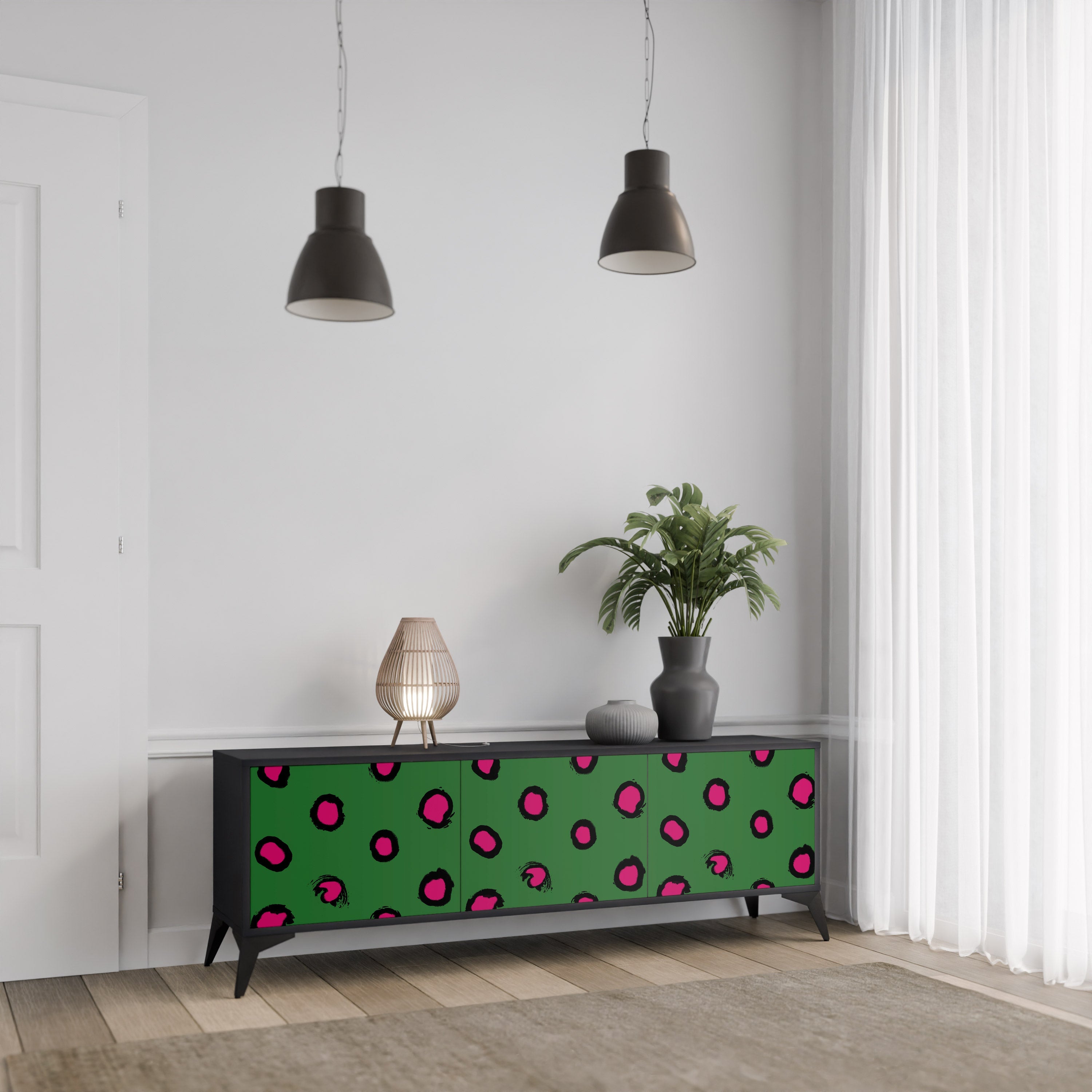 FUNKY SPOTS 3-türiger TV-Ständer in Schwarz