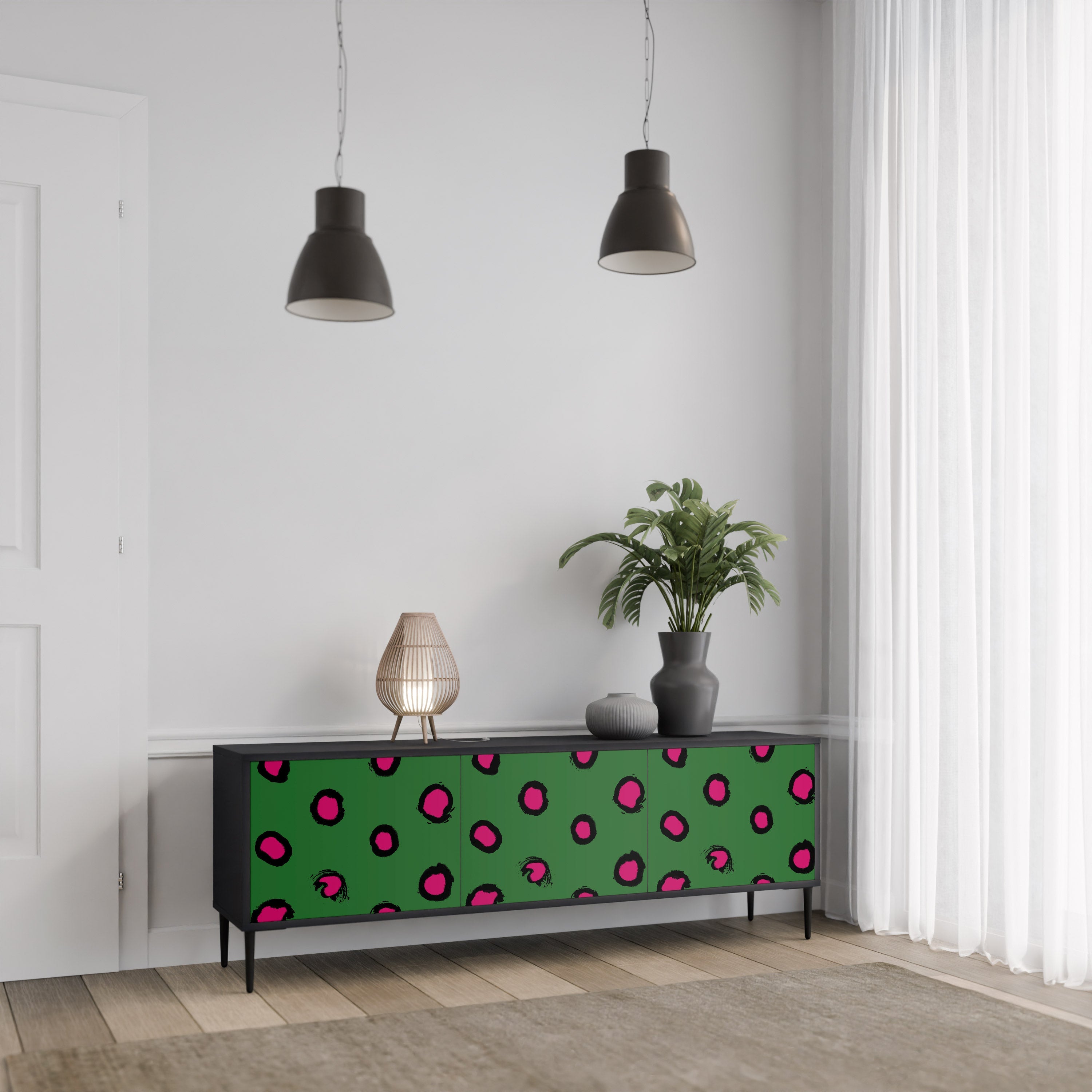 FUNKY SPOTS 3-türiger TV-Ständer in Schwarz