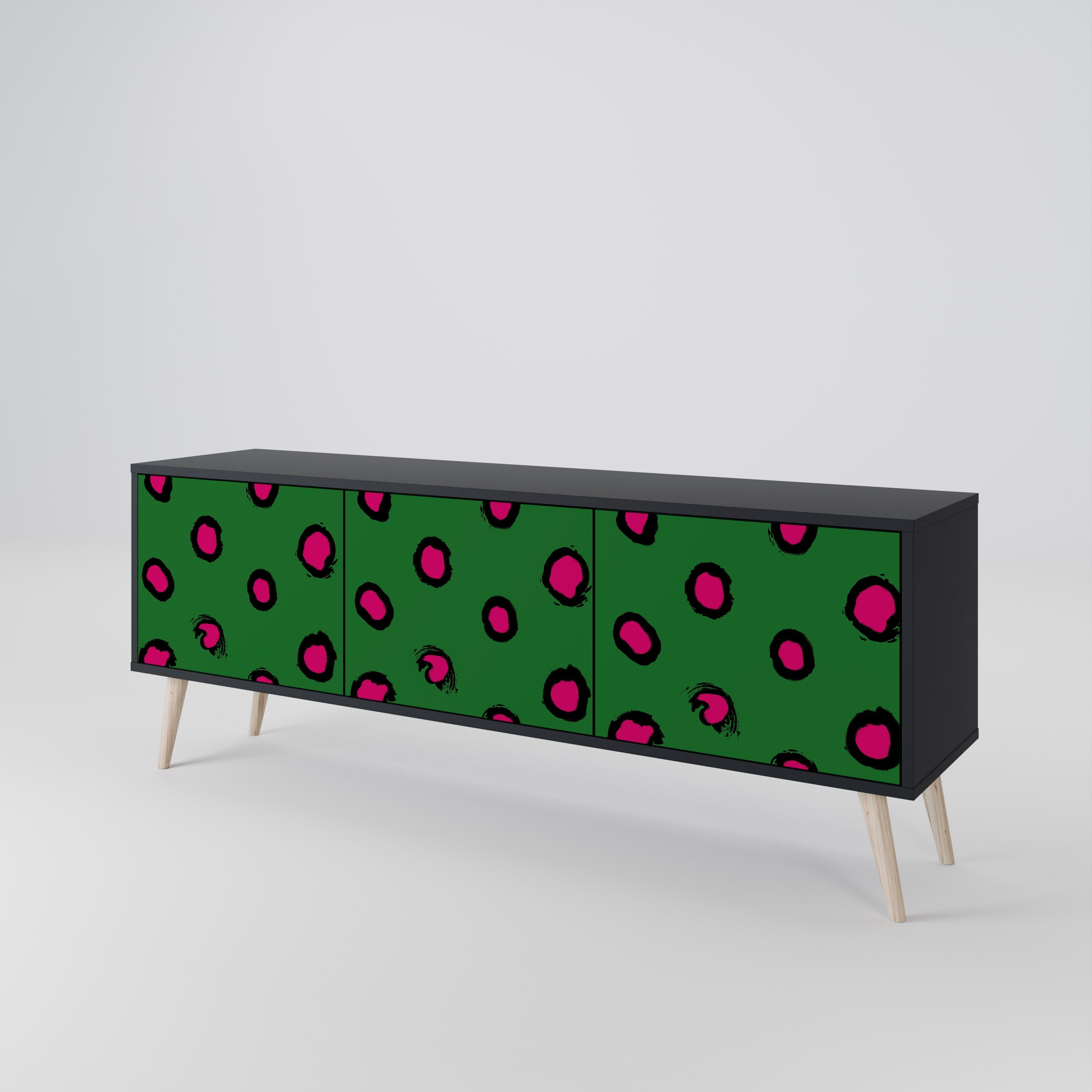 FUNKY SPOTS 3-türiger TV-Ständer in Schwarz