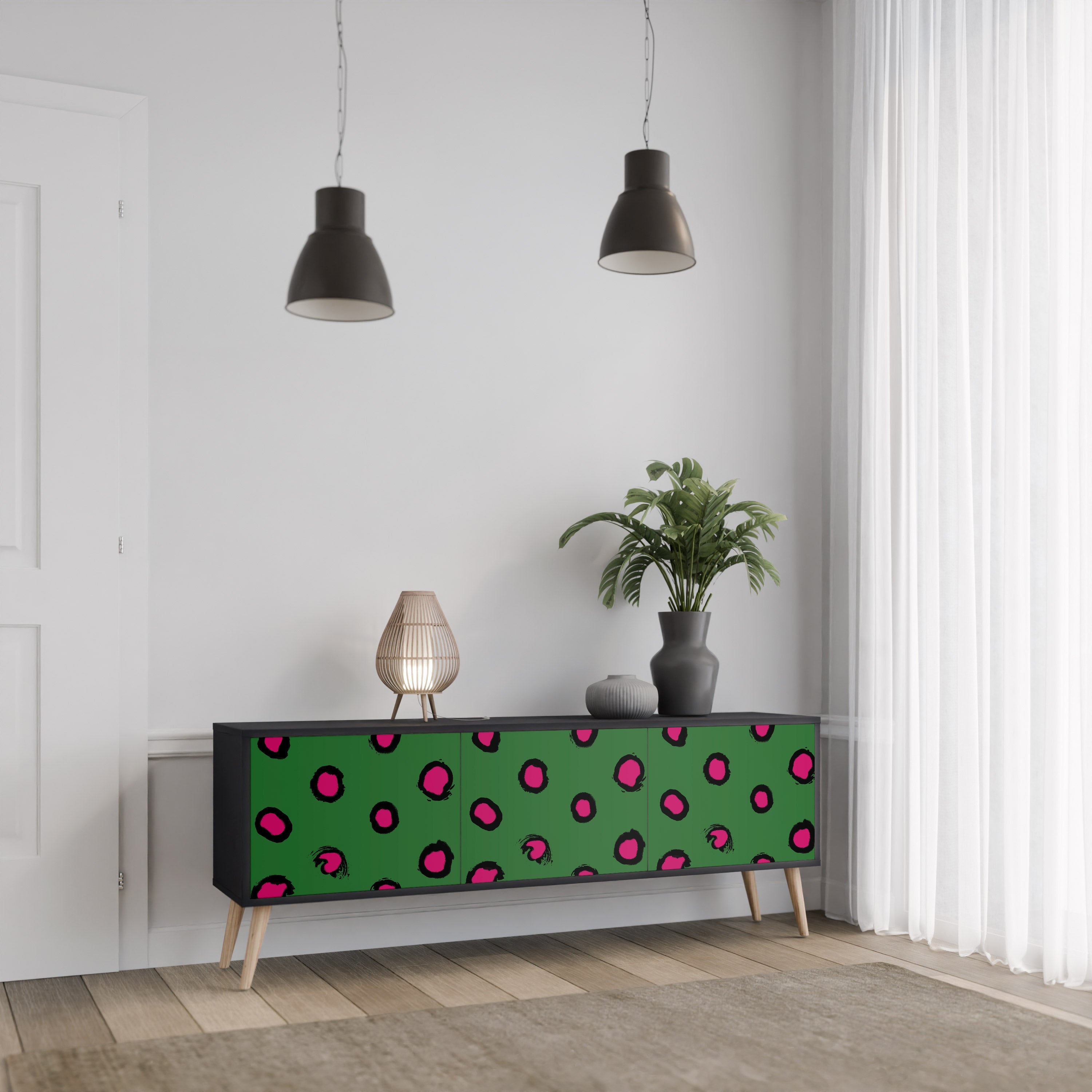 FUNKY SPOTS 3-türiger TV-Ständer in Schwarz
