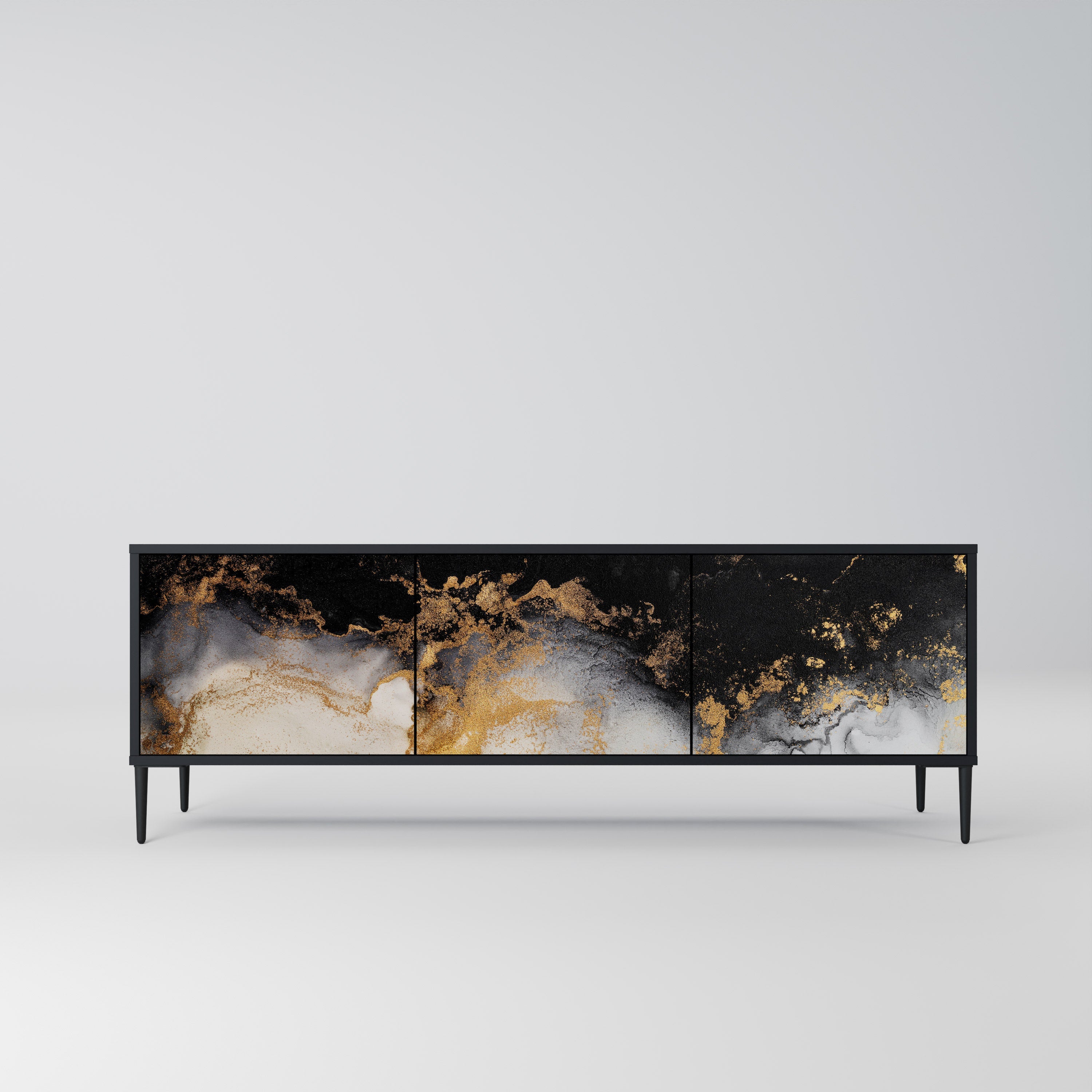 MARBLE OF TOMMORROW 3-türiger TV-Ständer in Schwarz