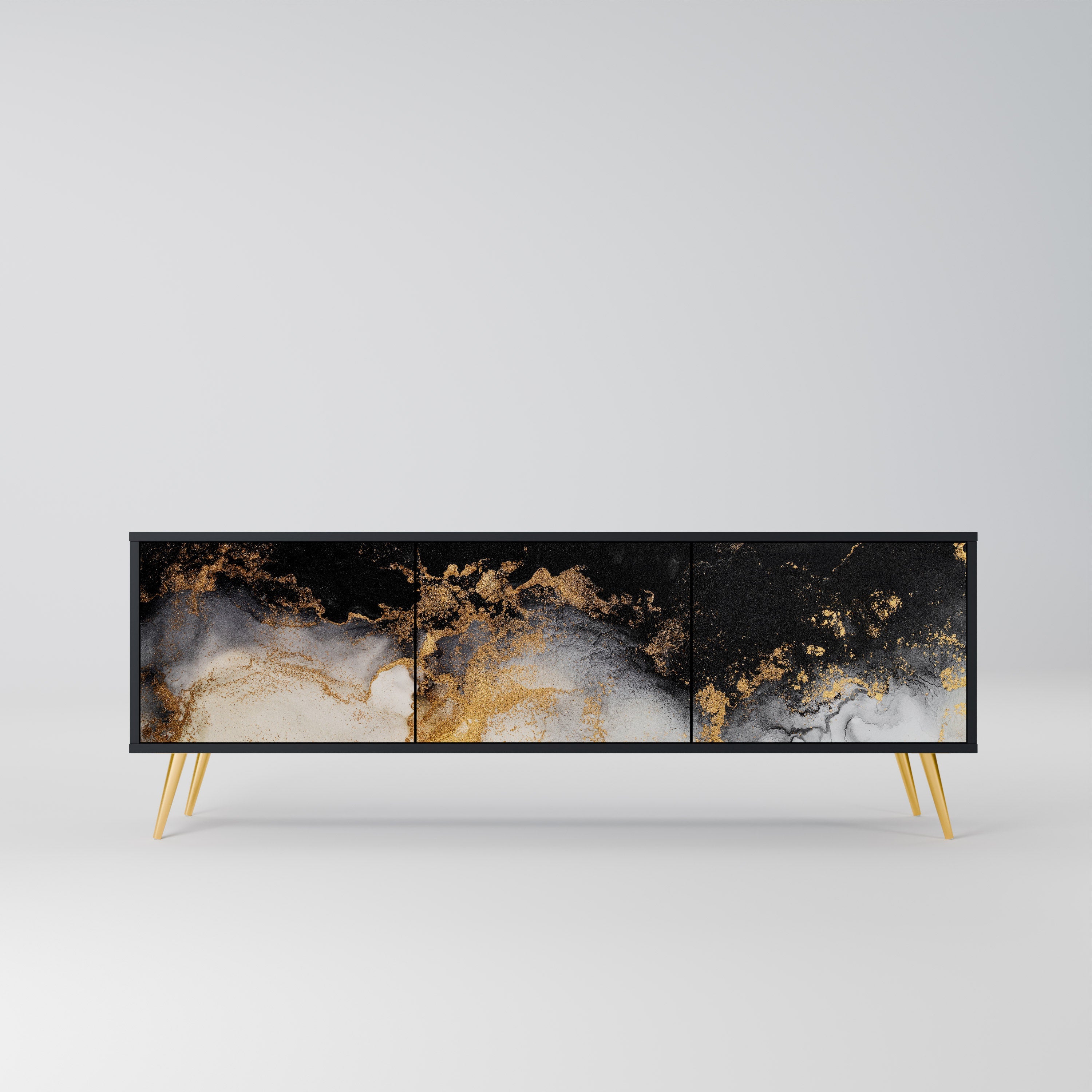 MARBLE OF TOMMORROW 3-türiger TV-Ständer in Schwarz