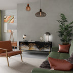 MARBLE OF TOMMORROW TV-Lowboard mit 3 Türen in Schwarz