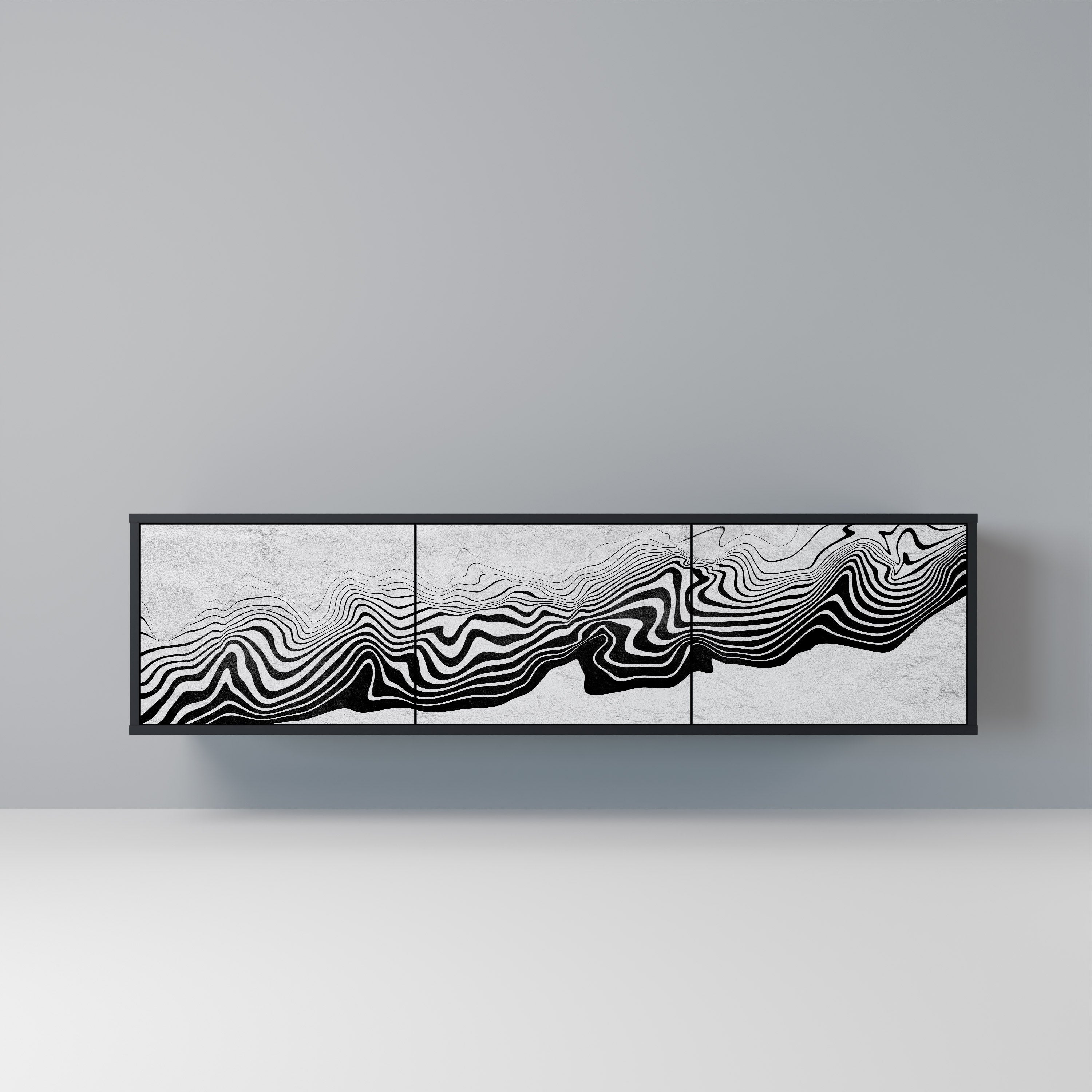 MONOCHROME MIRAGE 3-türiger TV-Ständer in Schwarz