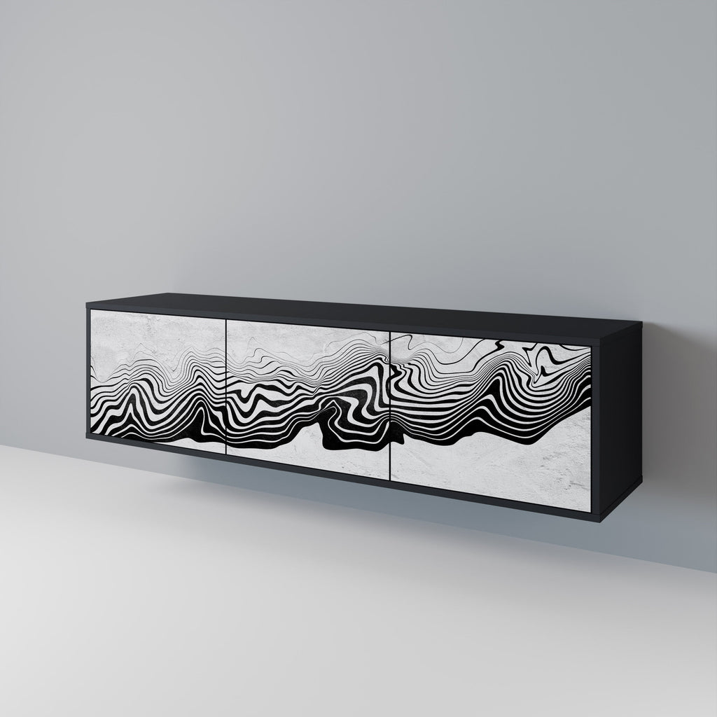 MONOCHROME MIRAGE 3-türiger TV-Ständer in Schwarz
