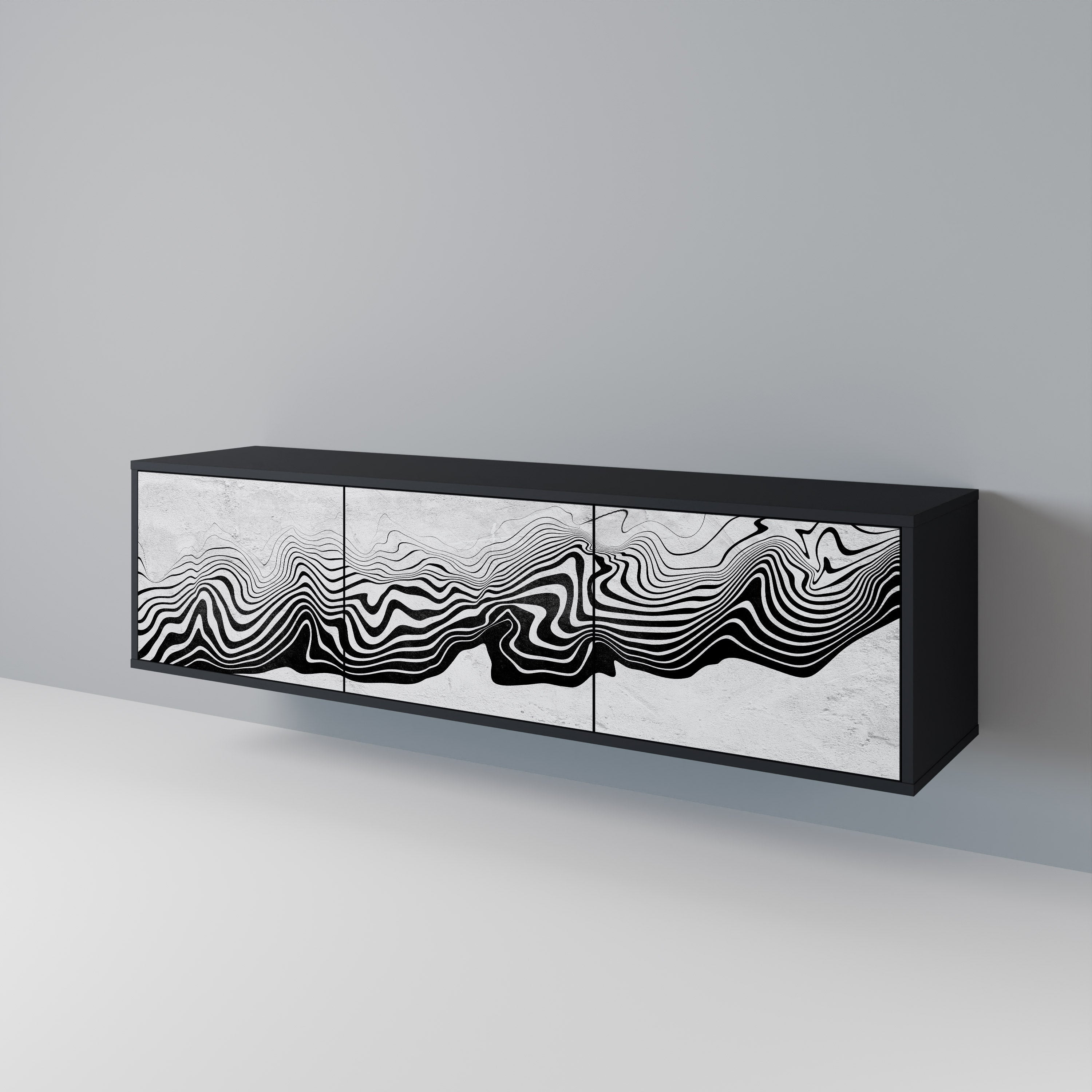 MONOCHROME MIRAGE 3-türiger TV-Ständer in Schwarz