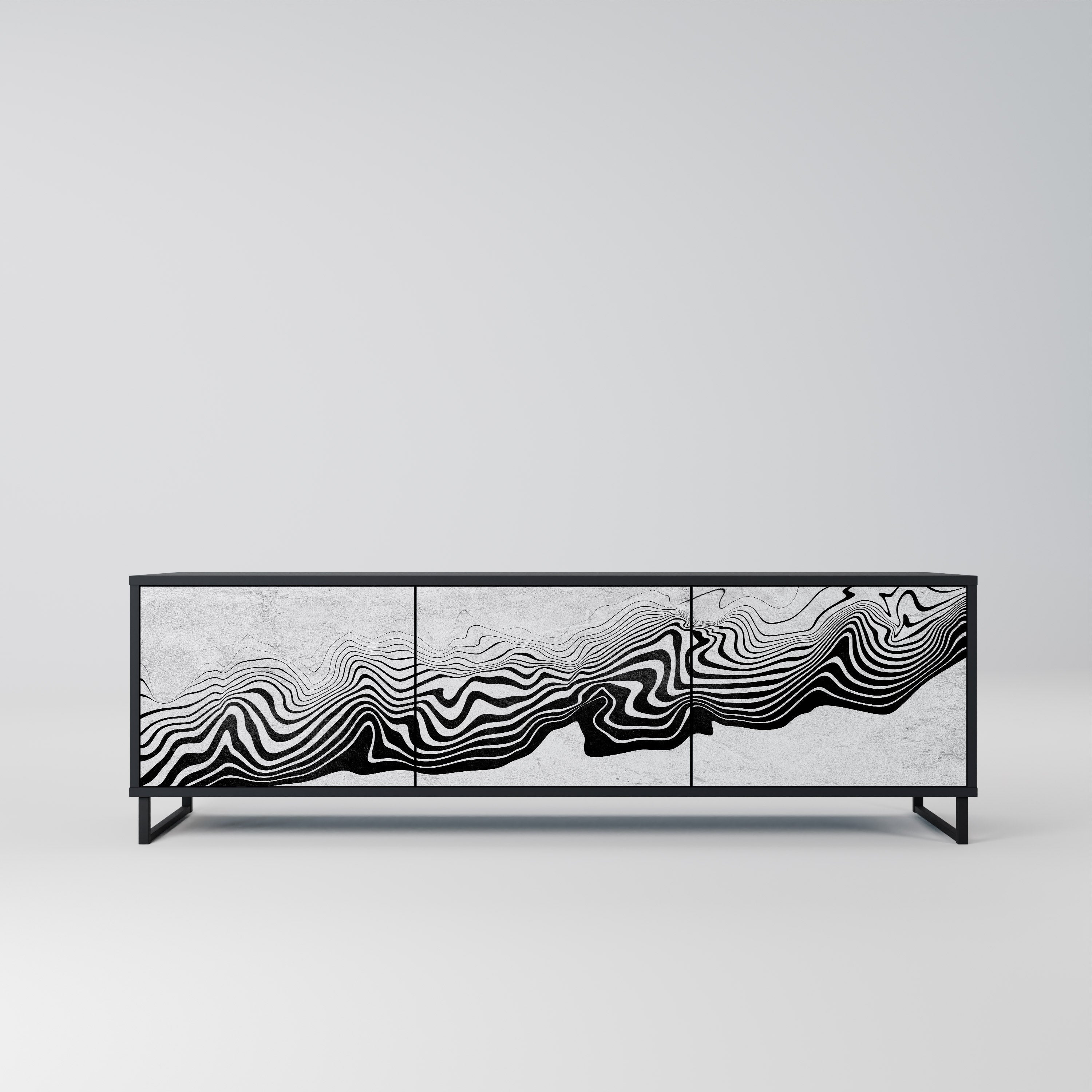 MONOCHROME MIRAGE 3-türiger TV-Ständer in Schwarz