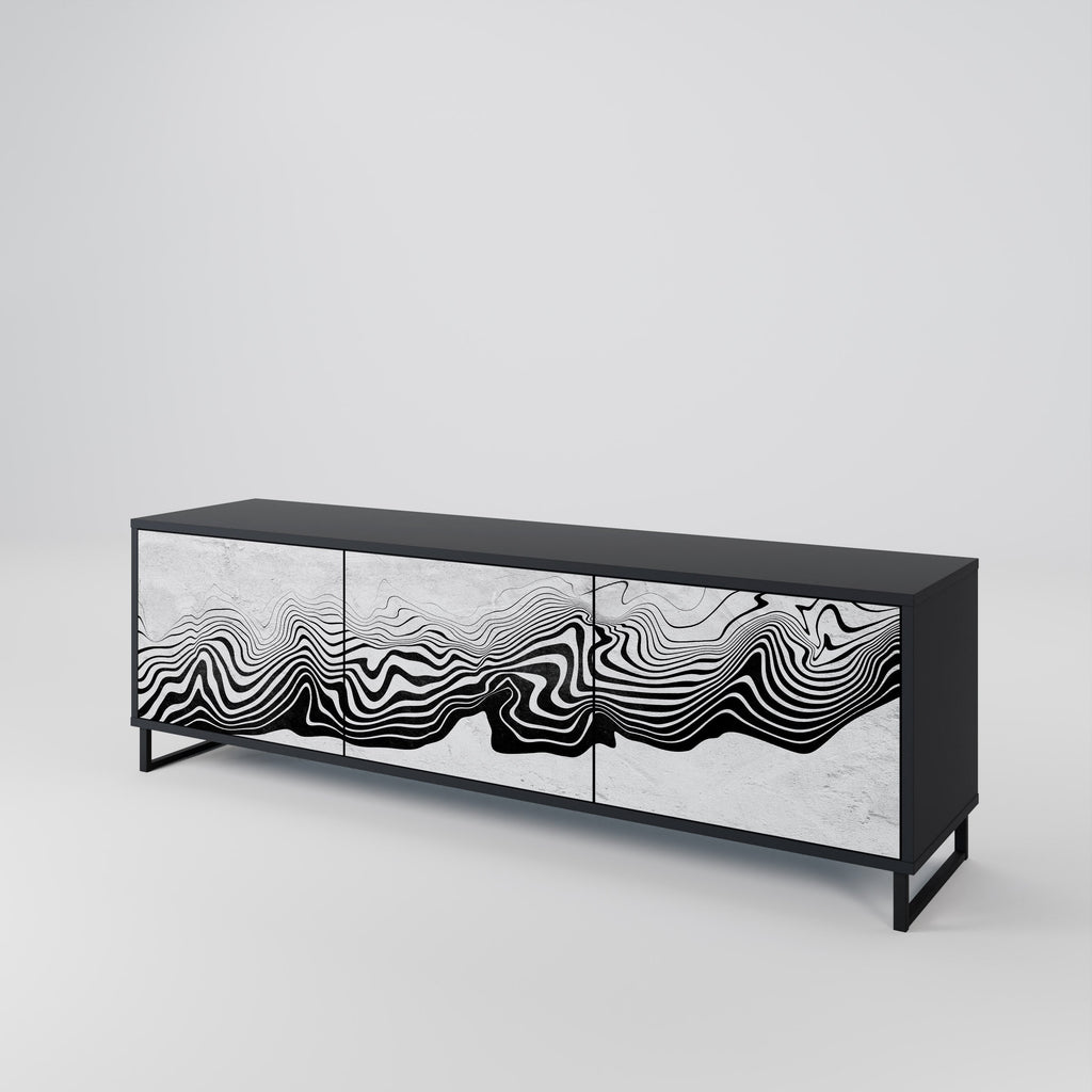 MONOCHROME MIRAGE 3-türiger TV-Ständer in Schwarz