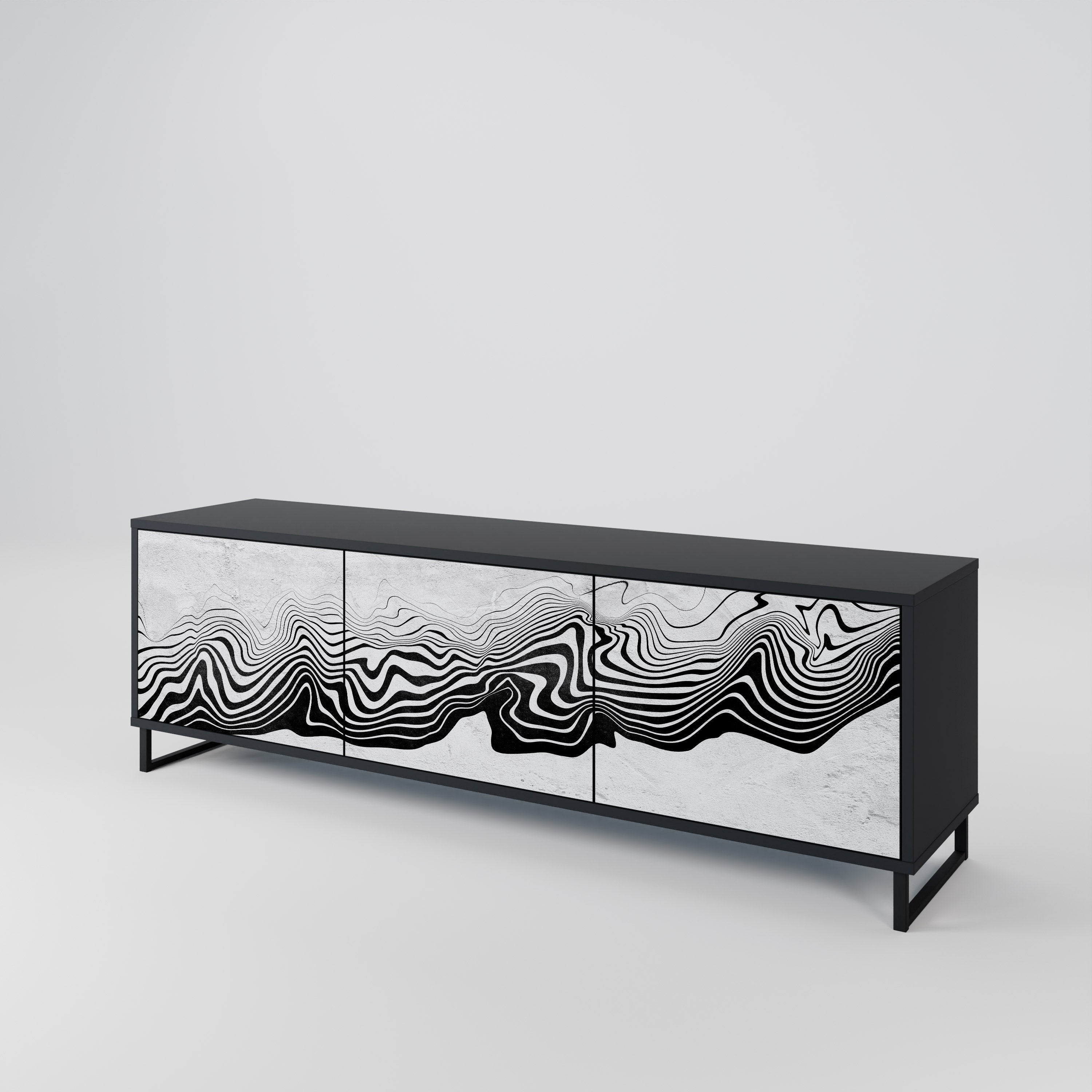 MONOCHROME MIRAGE 3-türiger TV-Ständer in Schwarz