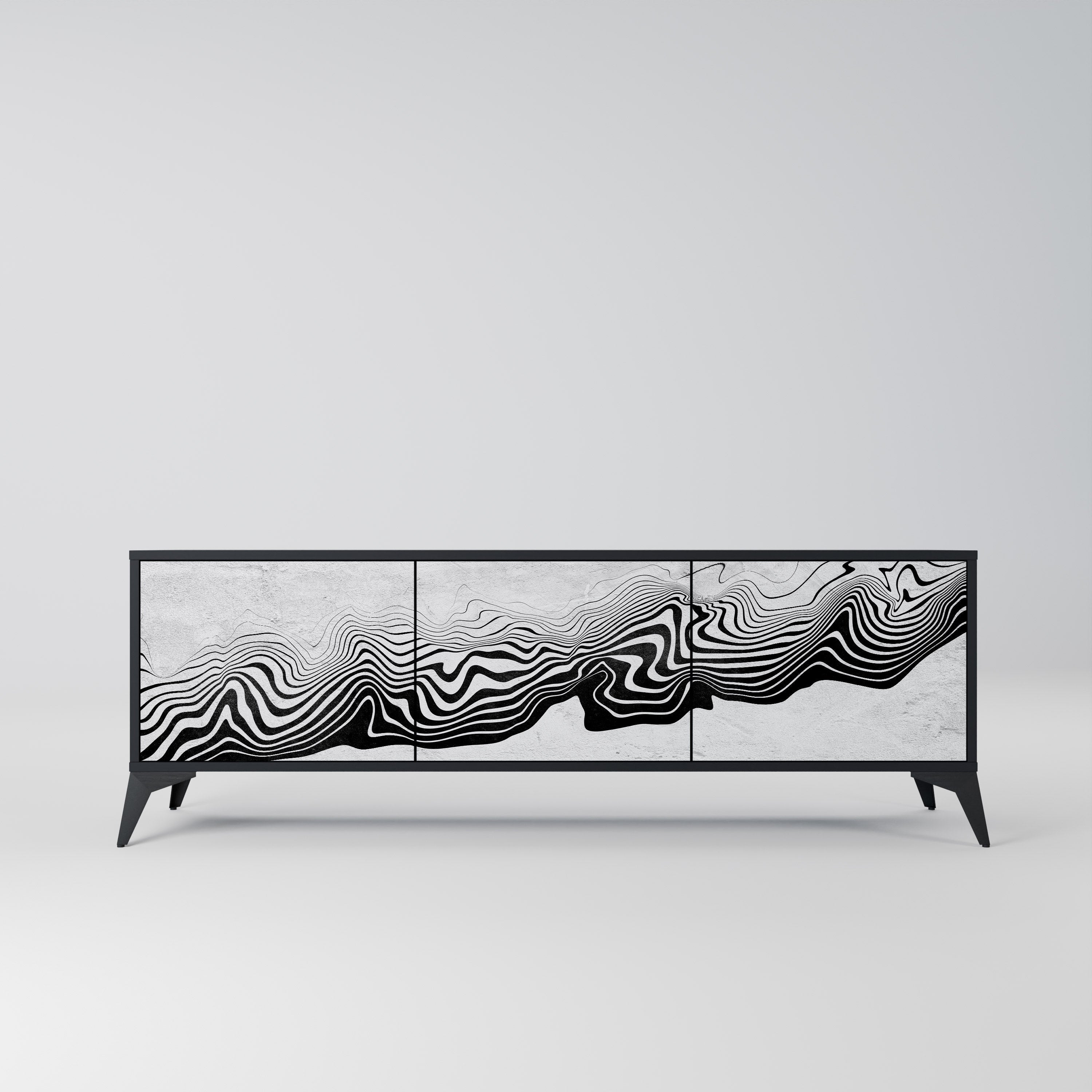 MONOCHROME MIRAGE 3-türiger TV-Ständer in Schwarz