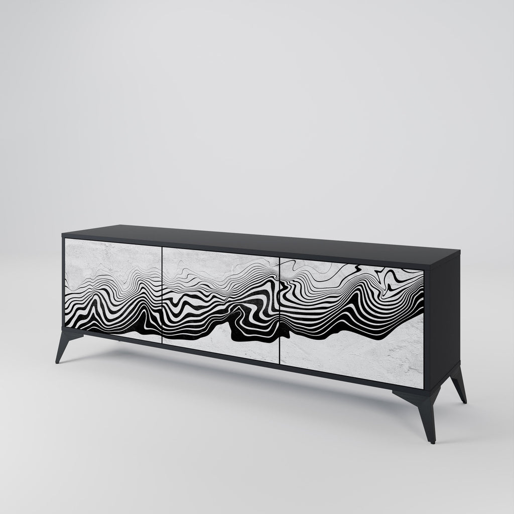 MONOCHROME MIRAGE 3-türiger TV-Ständer in Schwarz