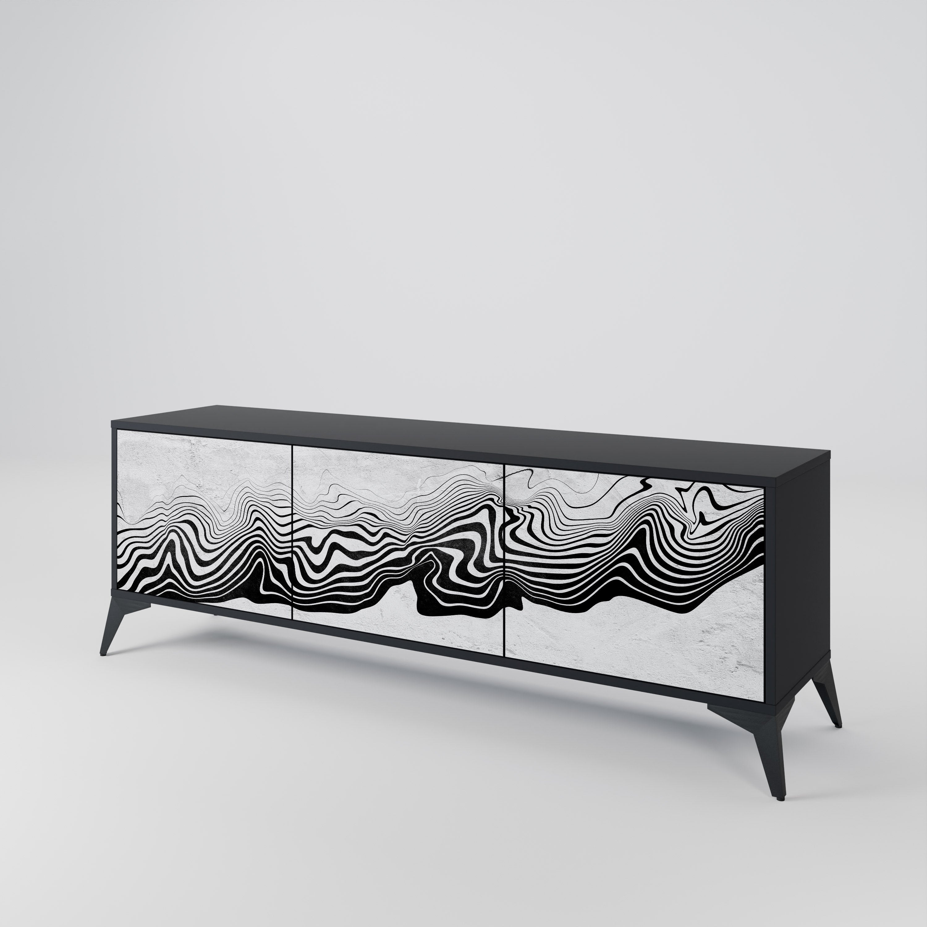 MONOCHROME MIRAGE 3-türiger TV-Ständer in Schwarz