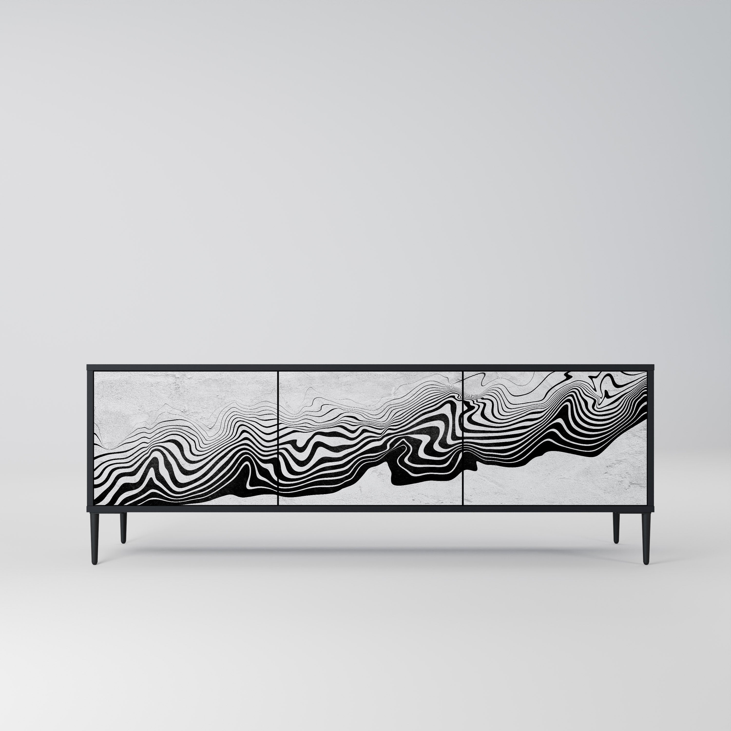 MONOCHROME MIRAGE 3-türiger TV-Ständer in Schwarz