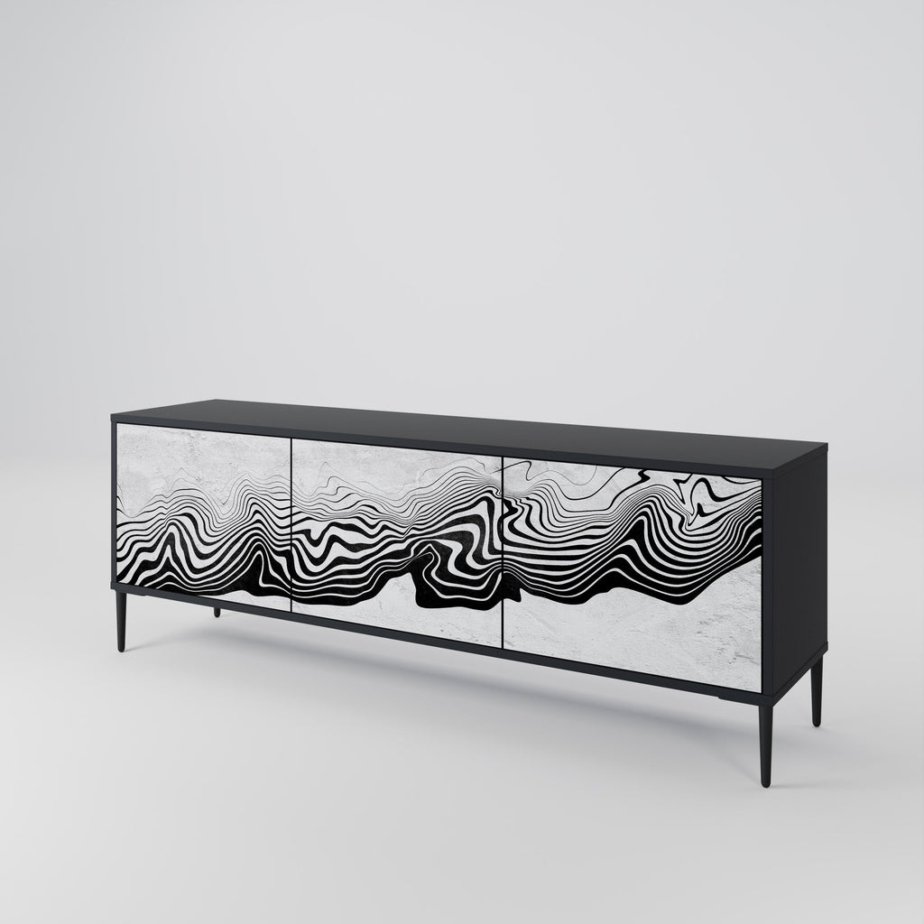 MONOCHROME MIRAGE 3-türiger TV-Ständer in Schwarz