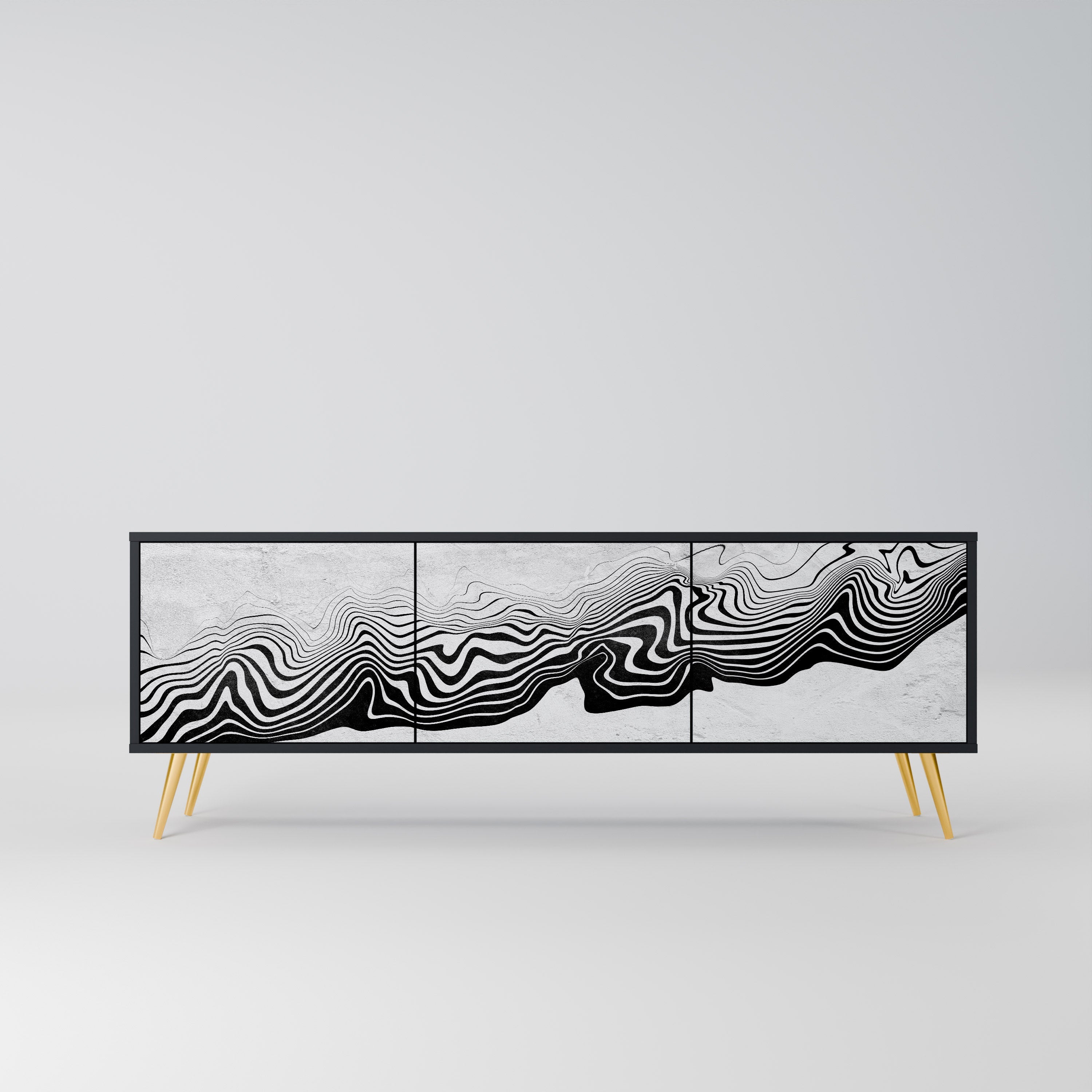 MONOCHROME MIRAGE 3-türiger TV-Ständer in Schwarz