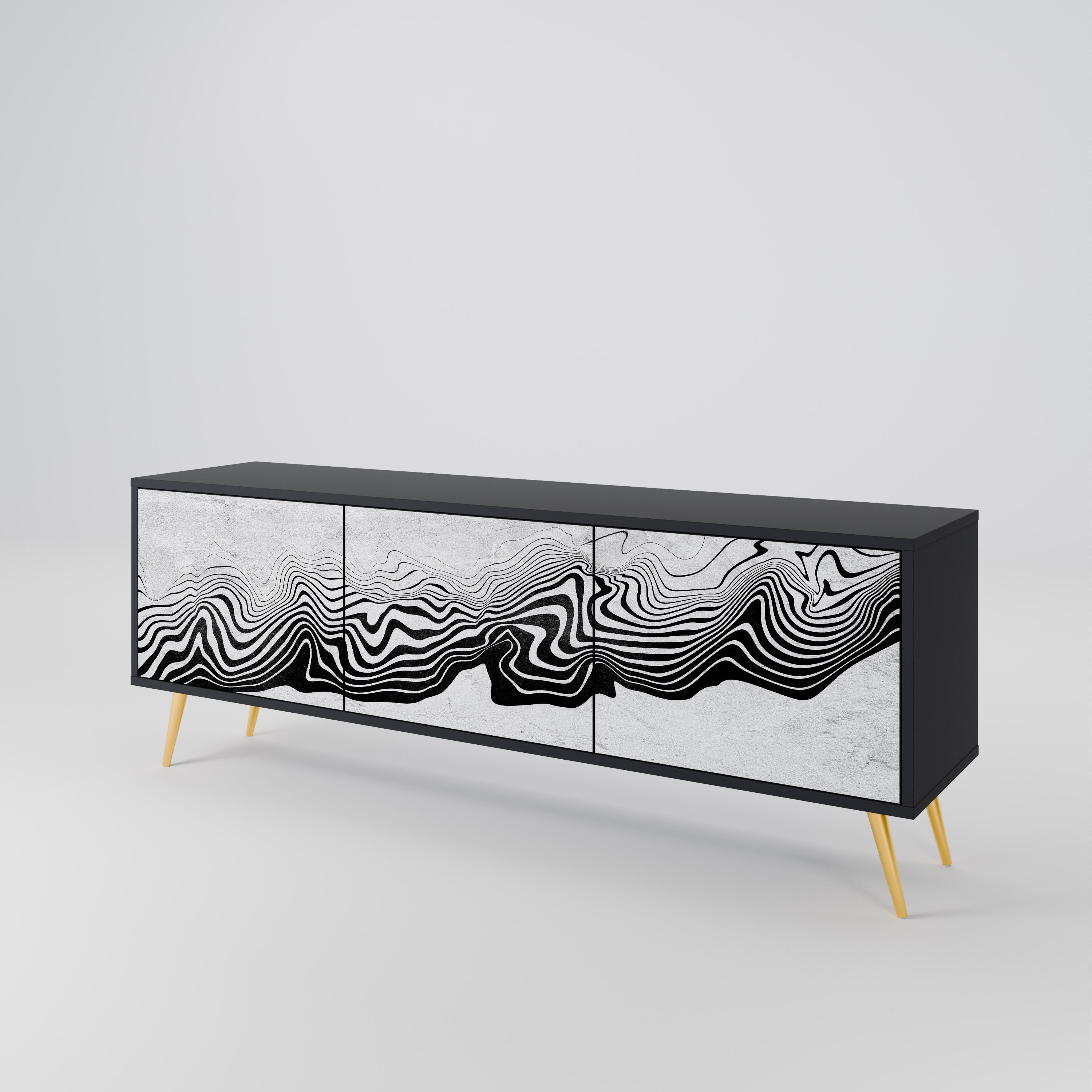 MONOCHROME MIRAGE 3-türiger TV-Ständer in Schwarz