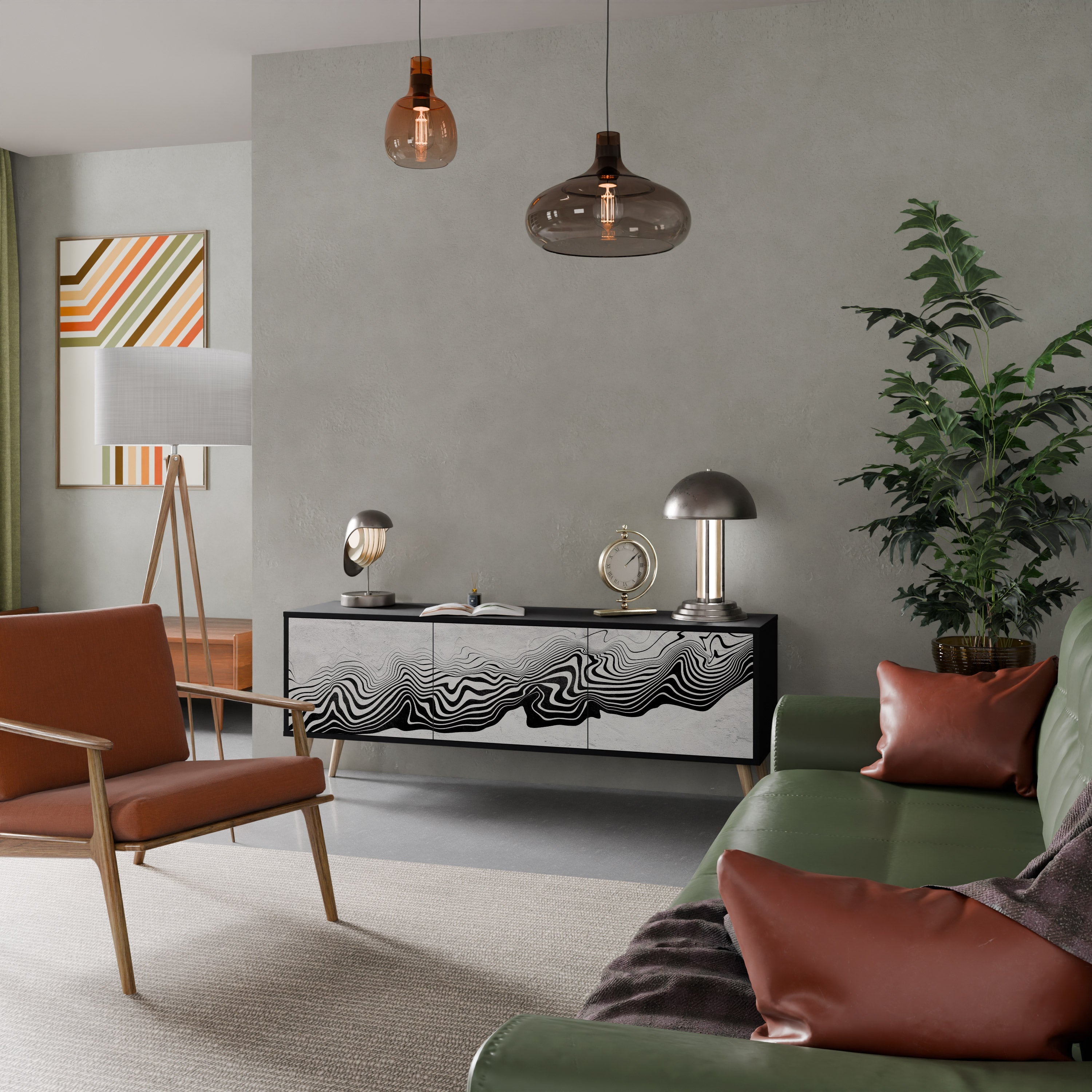 MONOCHROME MIRAGE 3-türiger TV-Ständer in Schwarz