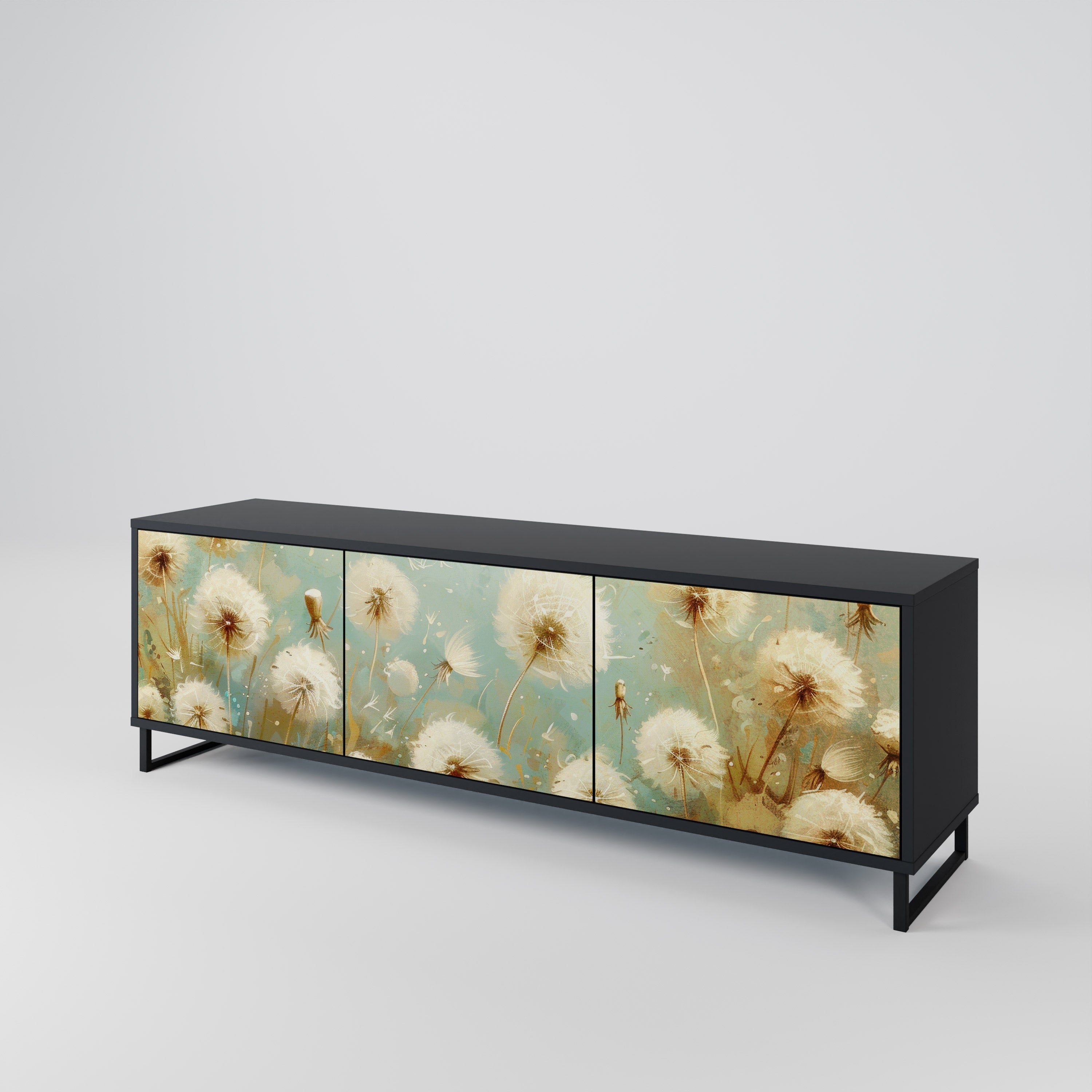DREAMY MEADOW 3-türiger TV-Ständer in Schwarz