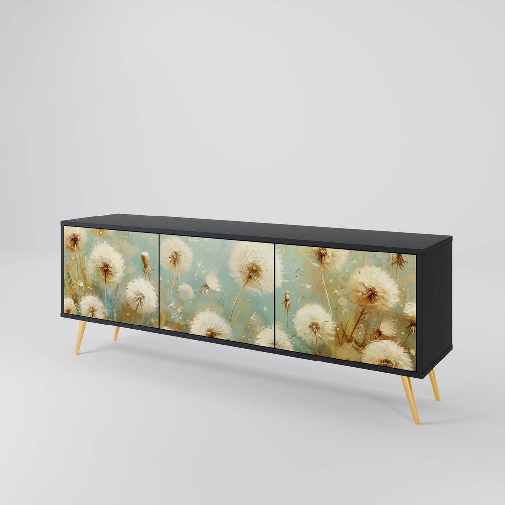 DREAMY MEADOW 3-türiger TV-Ständer in Schwarz