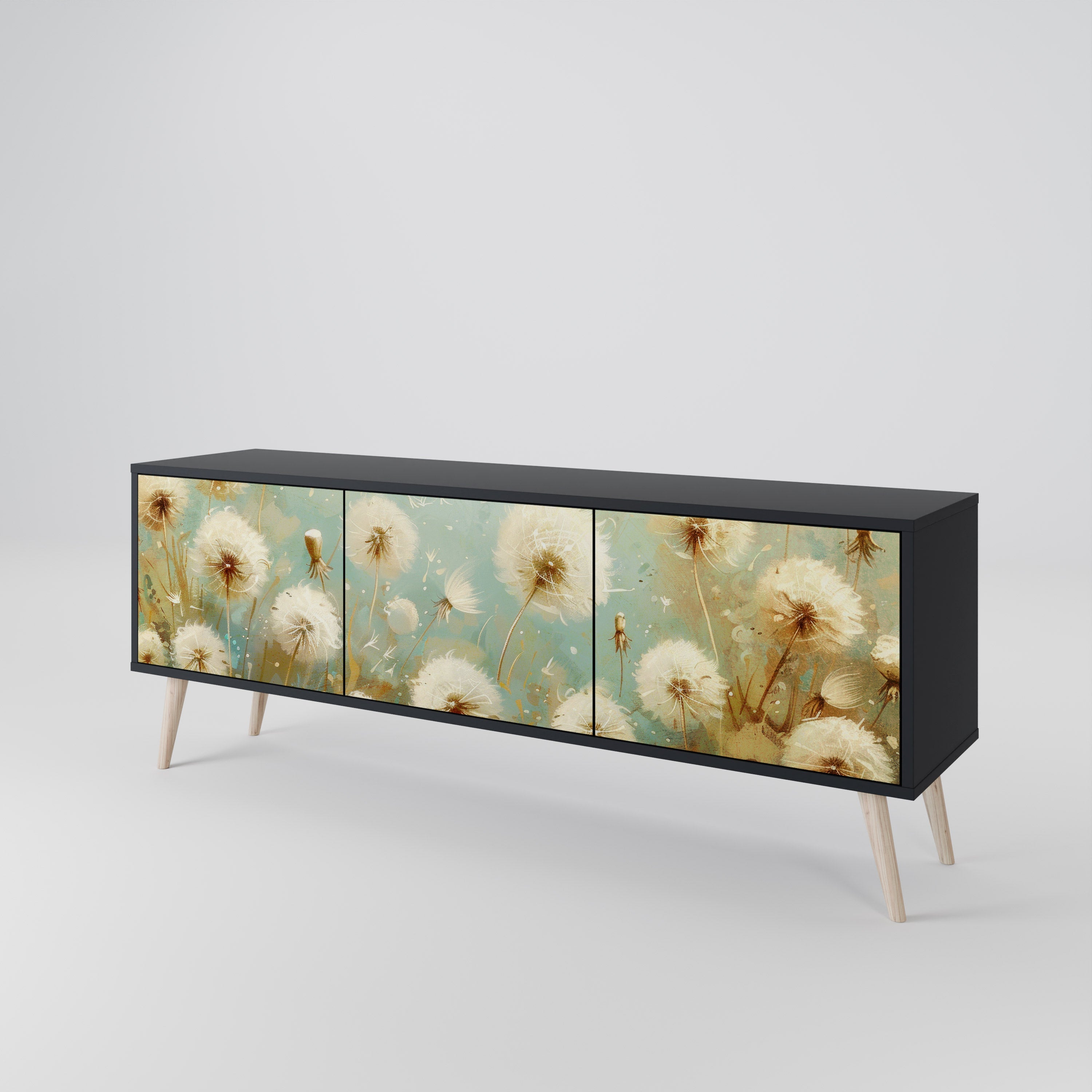 DREAMY MEADOW 3-türiger TV-Ständer in Schwarz