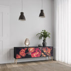 NEVERENDING BLOOM TV-Lowboard mit 3 Türen in Schwarz