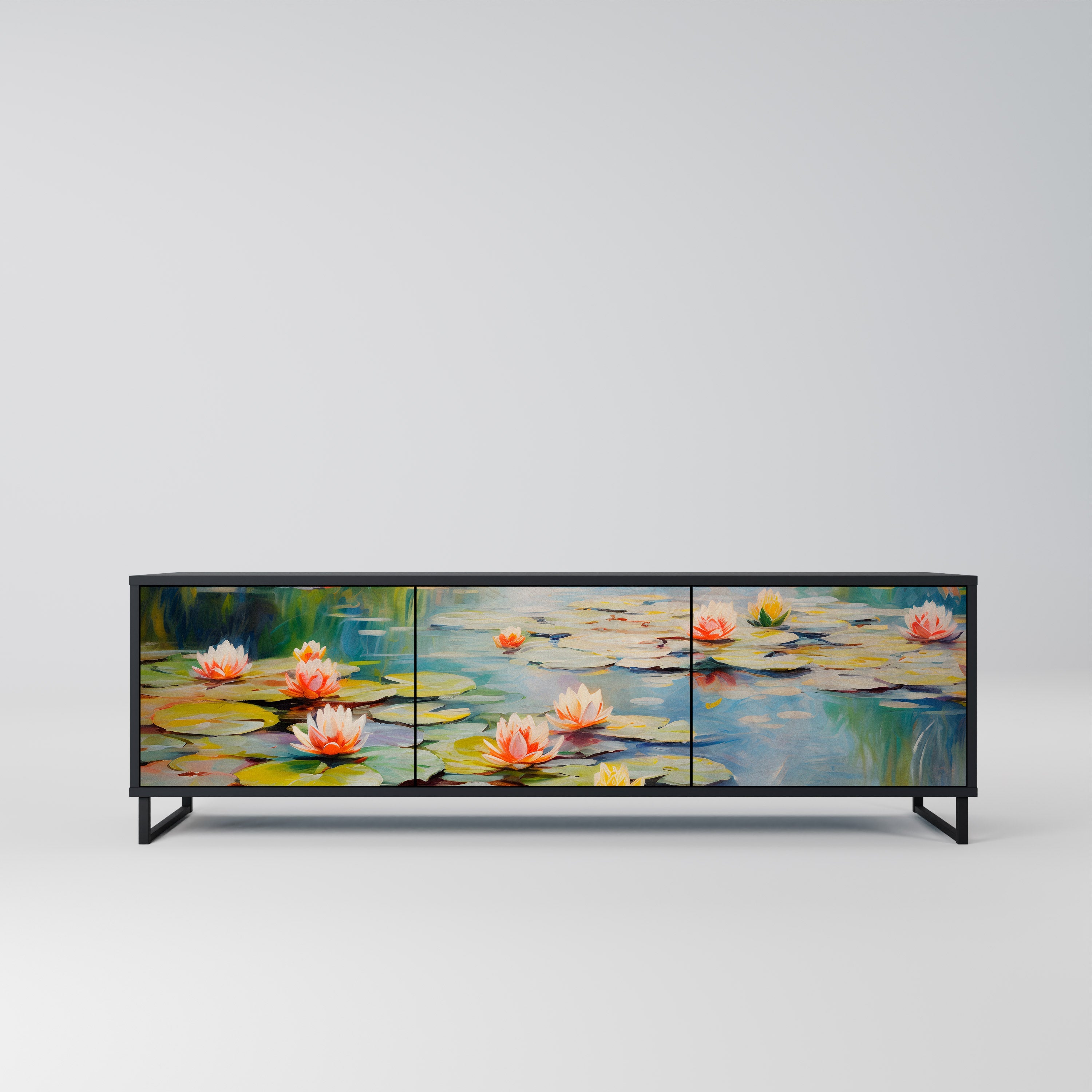 BLOOMING WATERS 3-türiger TV-Ständer in Schwarz