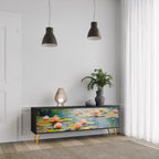 BLOOMING WATERS TV-Lowboard mit 3 Türen in Schwarz