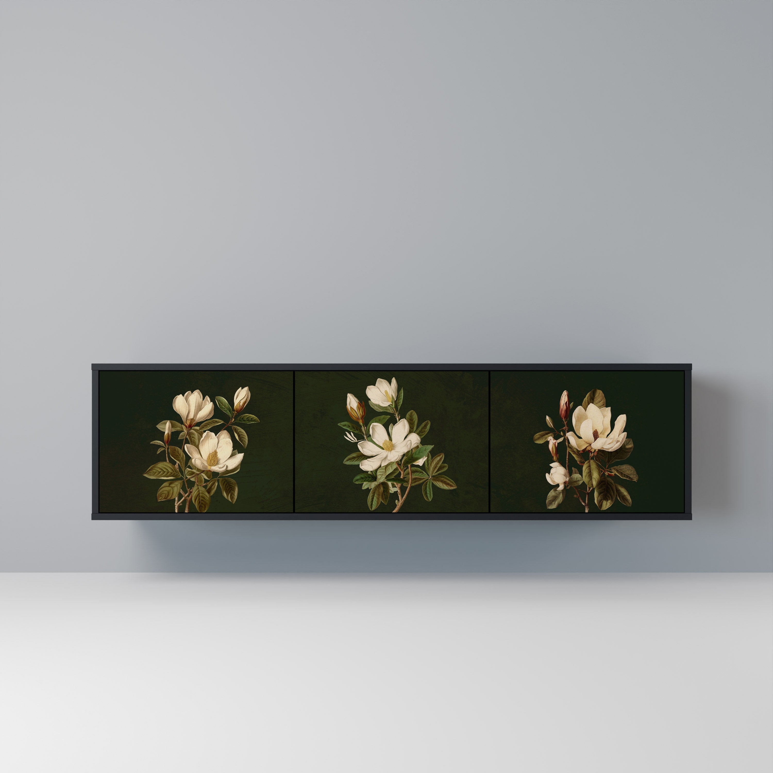 FLORAL NOIR 3-türiger TV-Ständer in Schwarz