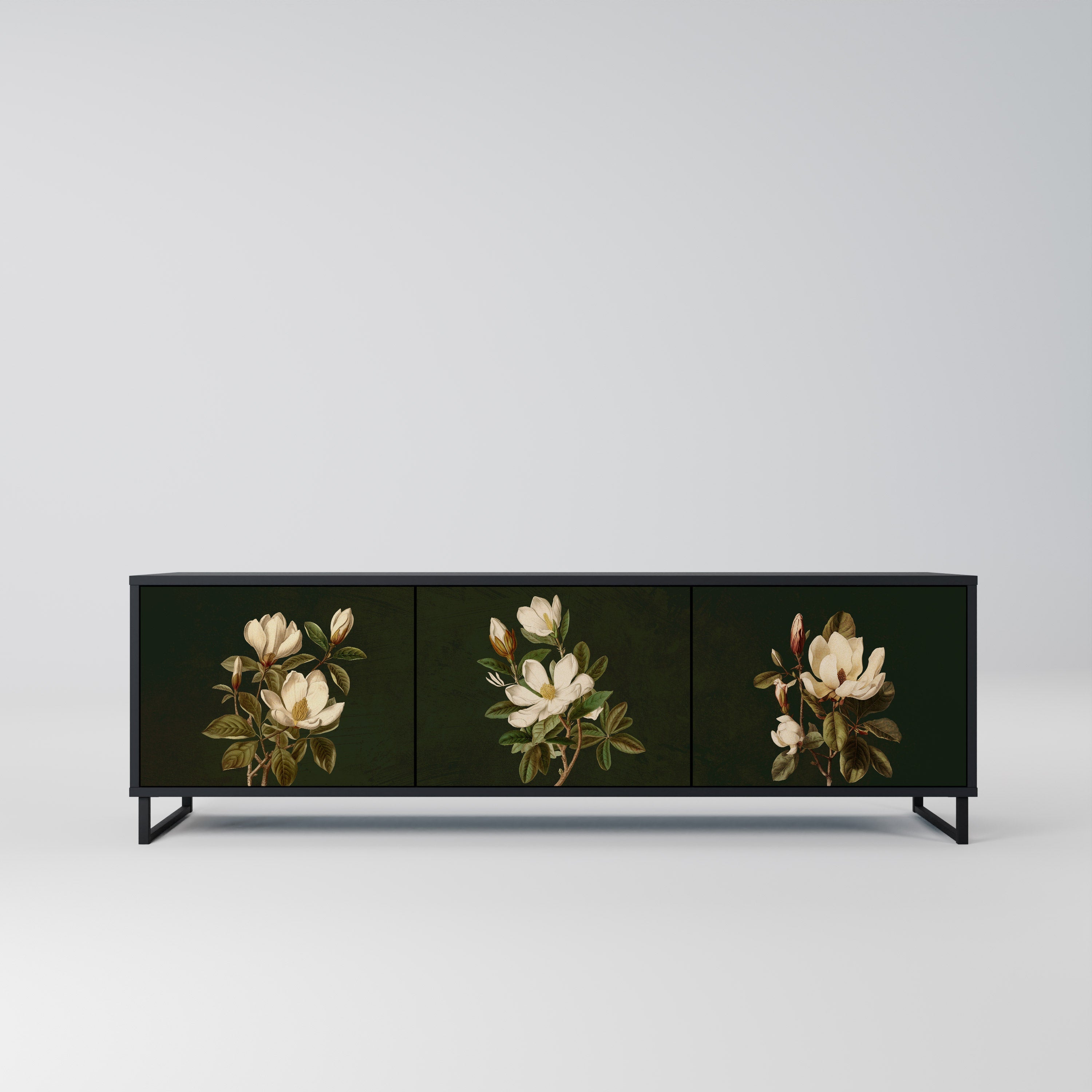 FLORAL NOIR 3-türiger TV-Ständer in Schwarz