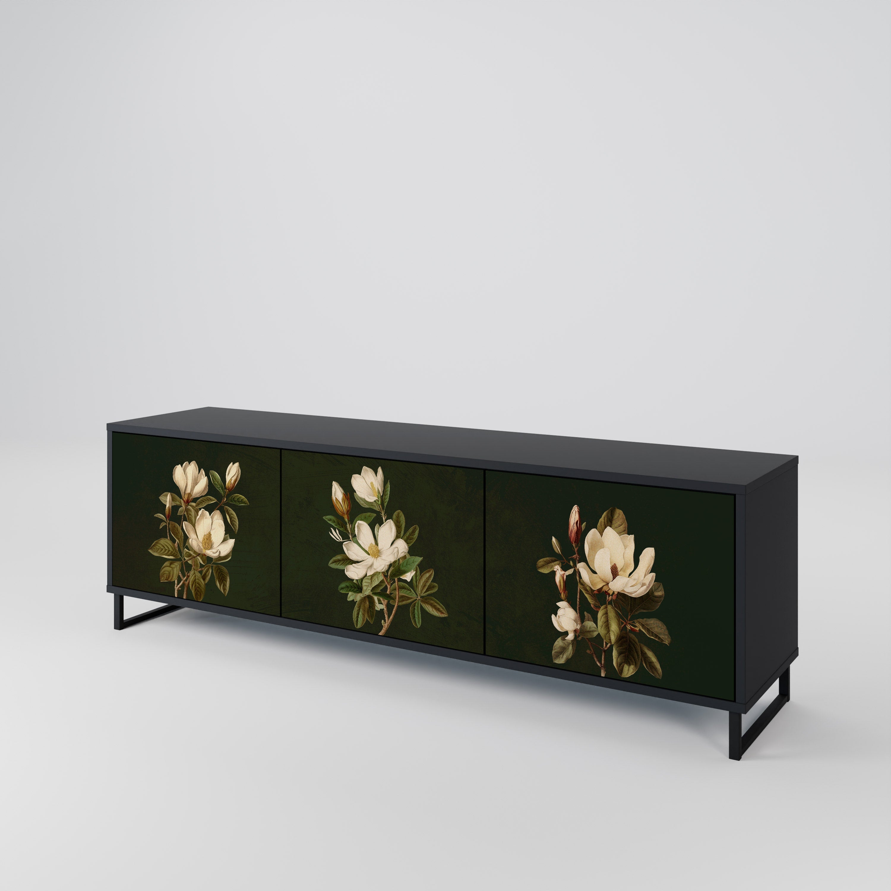 FLORAL NOIR 3-türiger TV-Ständer in Schwarz