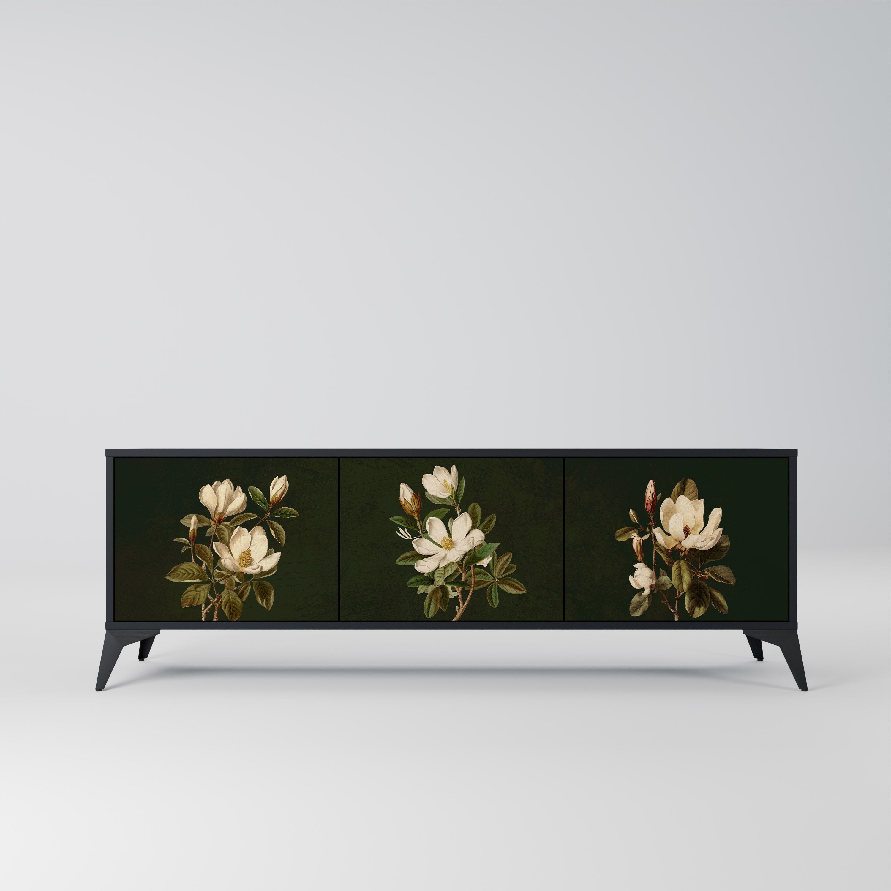 FLORAL NOIR 3-türiger TV-Ständer in Schwarz