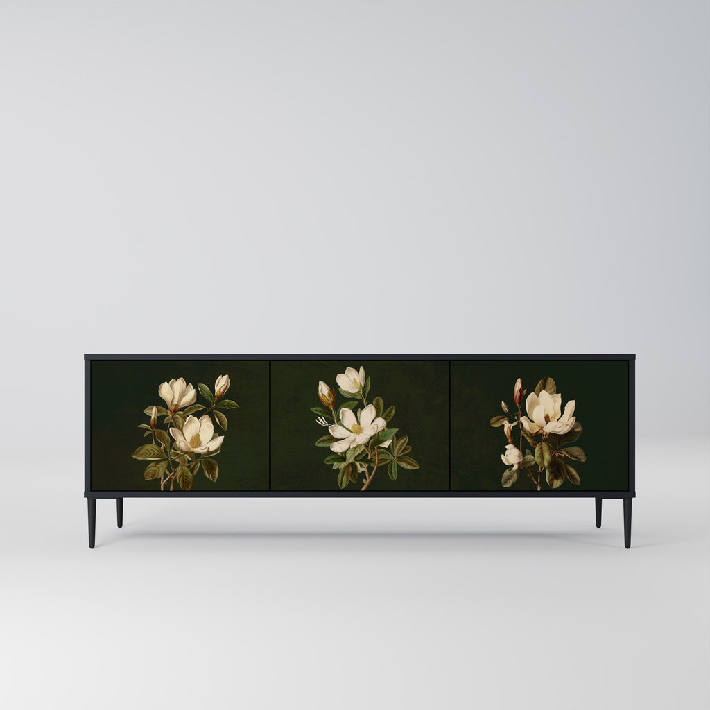 FLORAL NOIR 3-türiger TV-Ständer in Schwarz