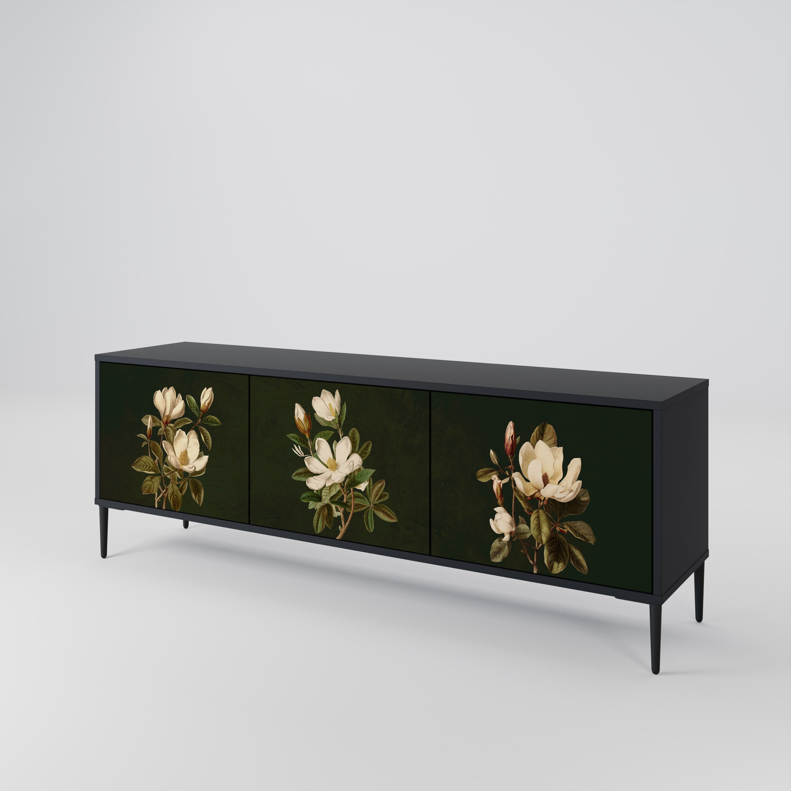 FLORAL NOIR 3-türiger TV-Ständer in Schwarz