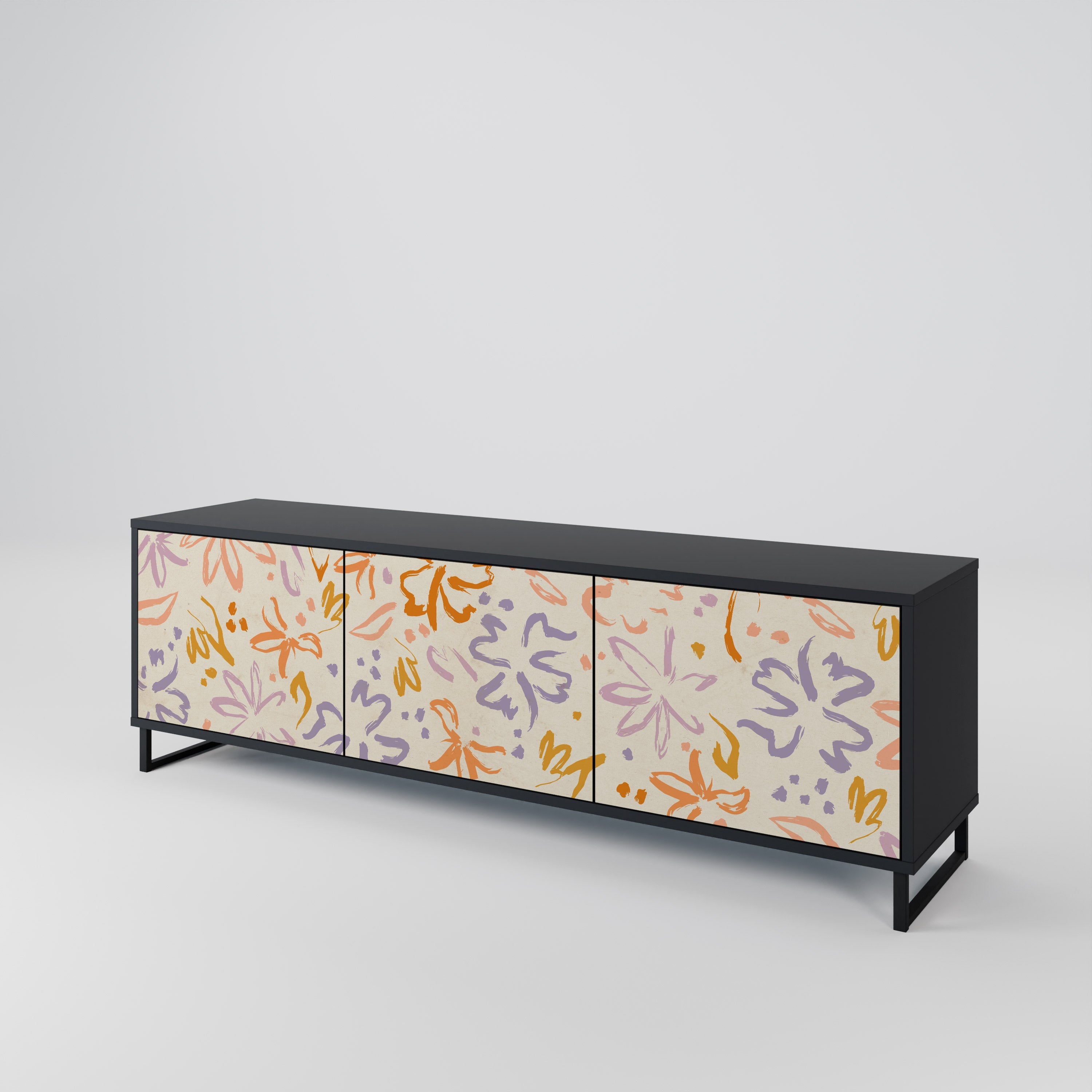 SPRING WHIMSY 3-türiger TV-Ständer in Schwarz