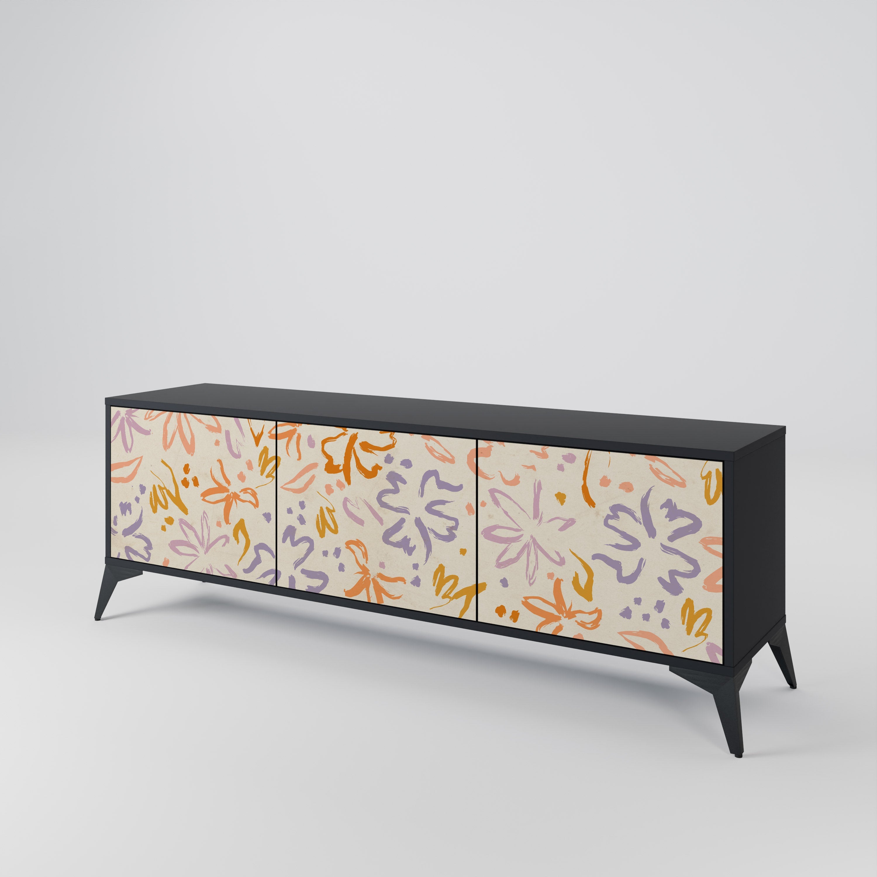 SPRING WHIMSY 3-türiger TV-Ständer in Schwarz