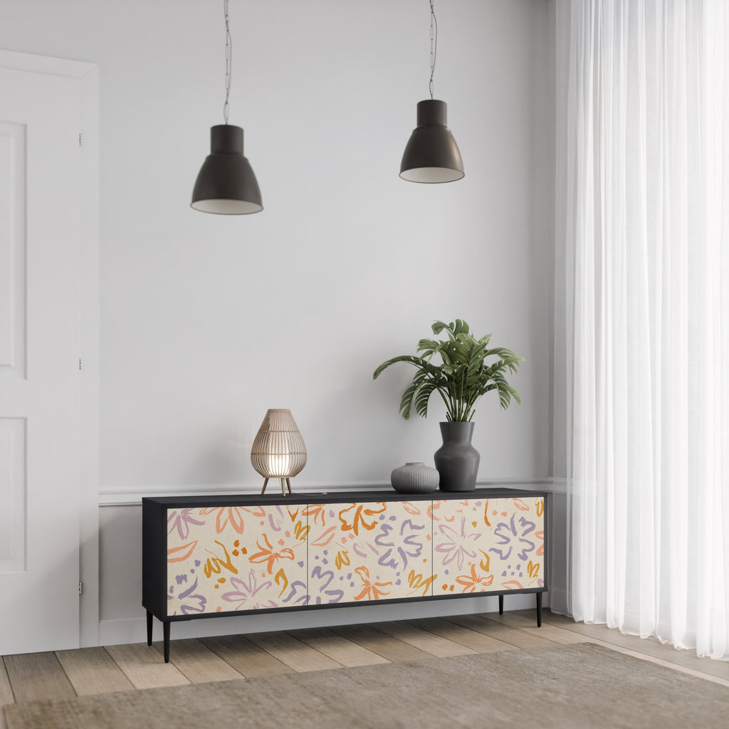 SPRING WHIMSY 3-türiger TV-Ständer in Schwarz