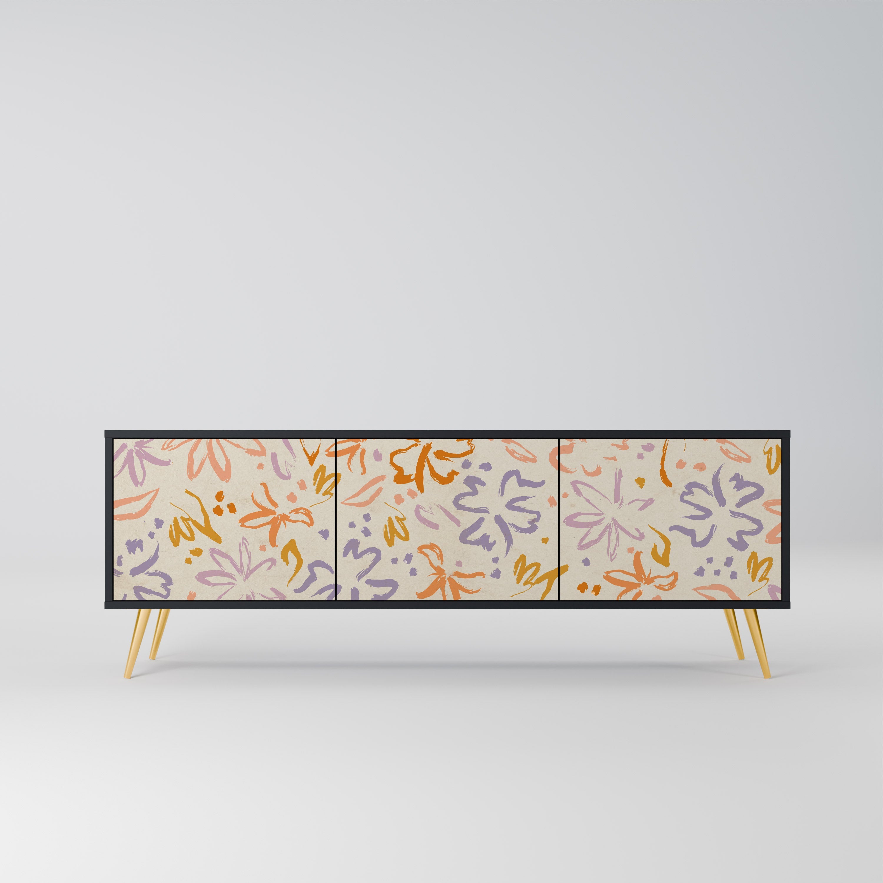 SPRING WHIMSY 3-türiger TV-Ständer in Schwarz