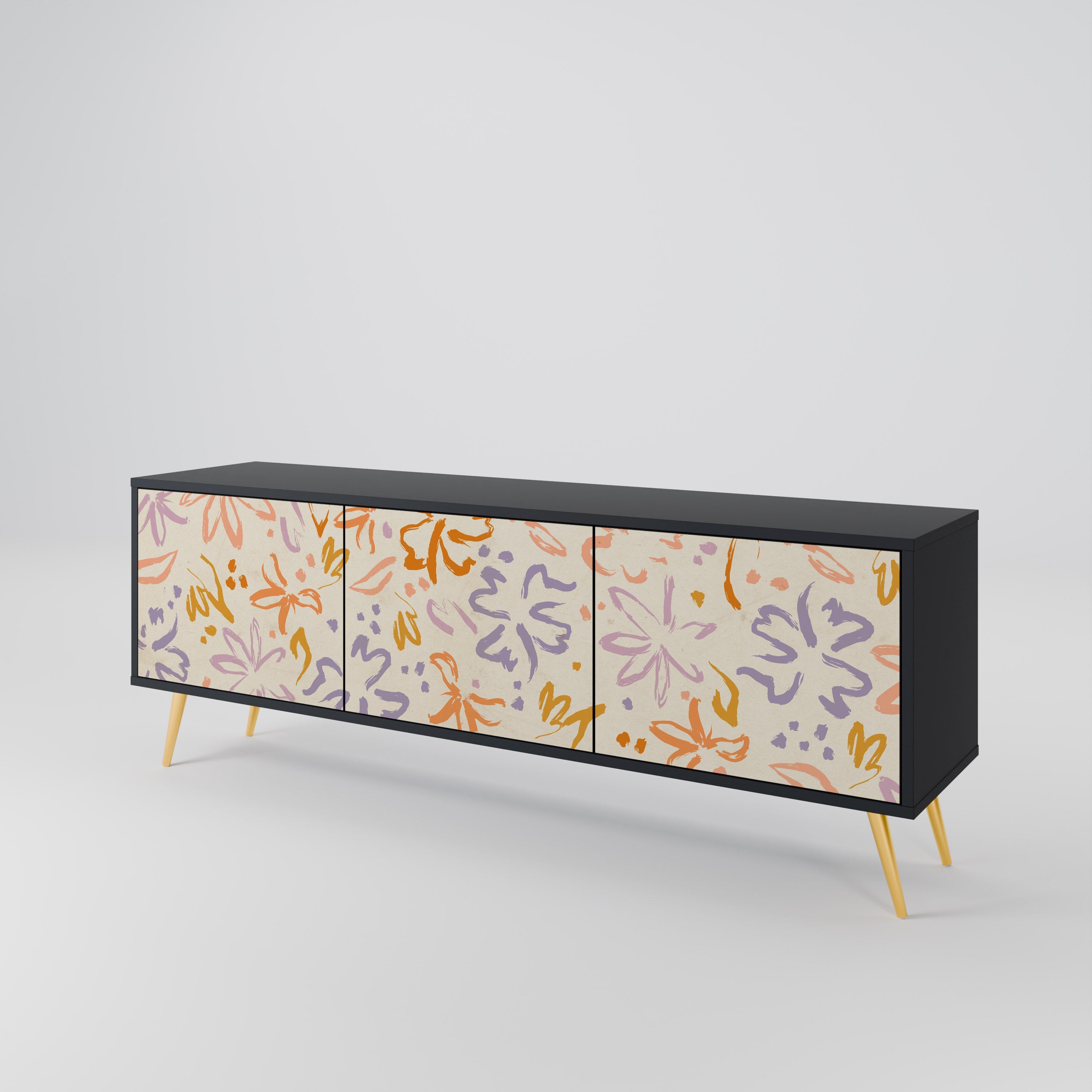 SPRING WHIMSY 3-türiger TV-Ständer in Schwarz
