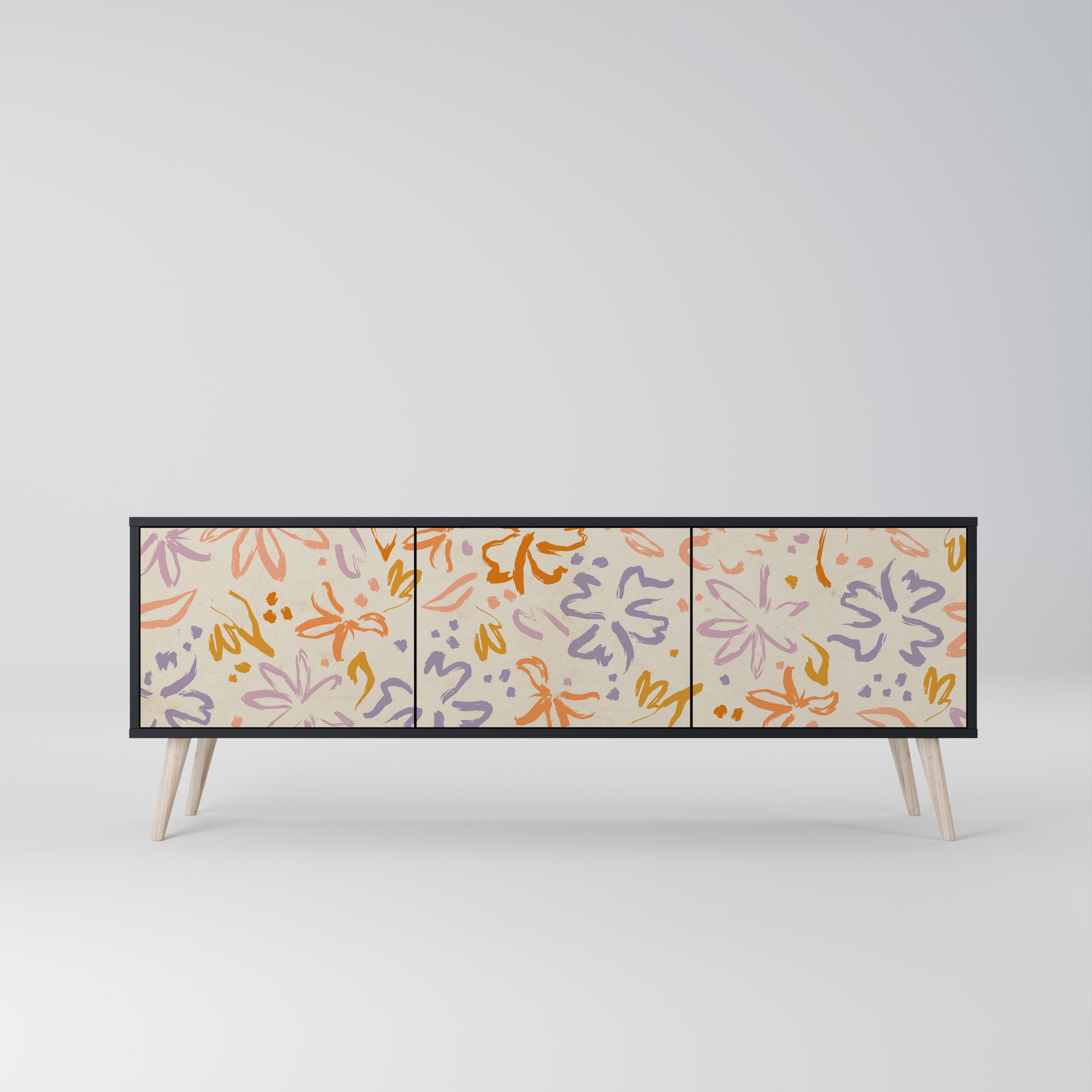 SPRING WHIMSY 3-türiger TV-Ständer in Schwarz