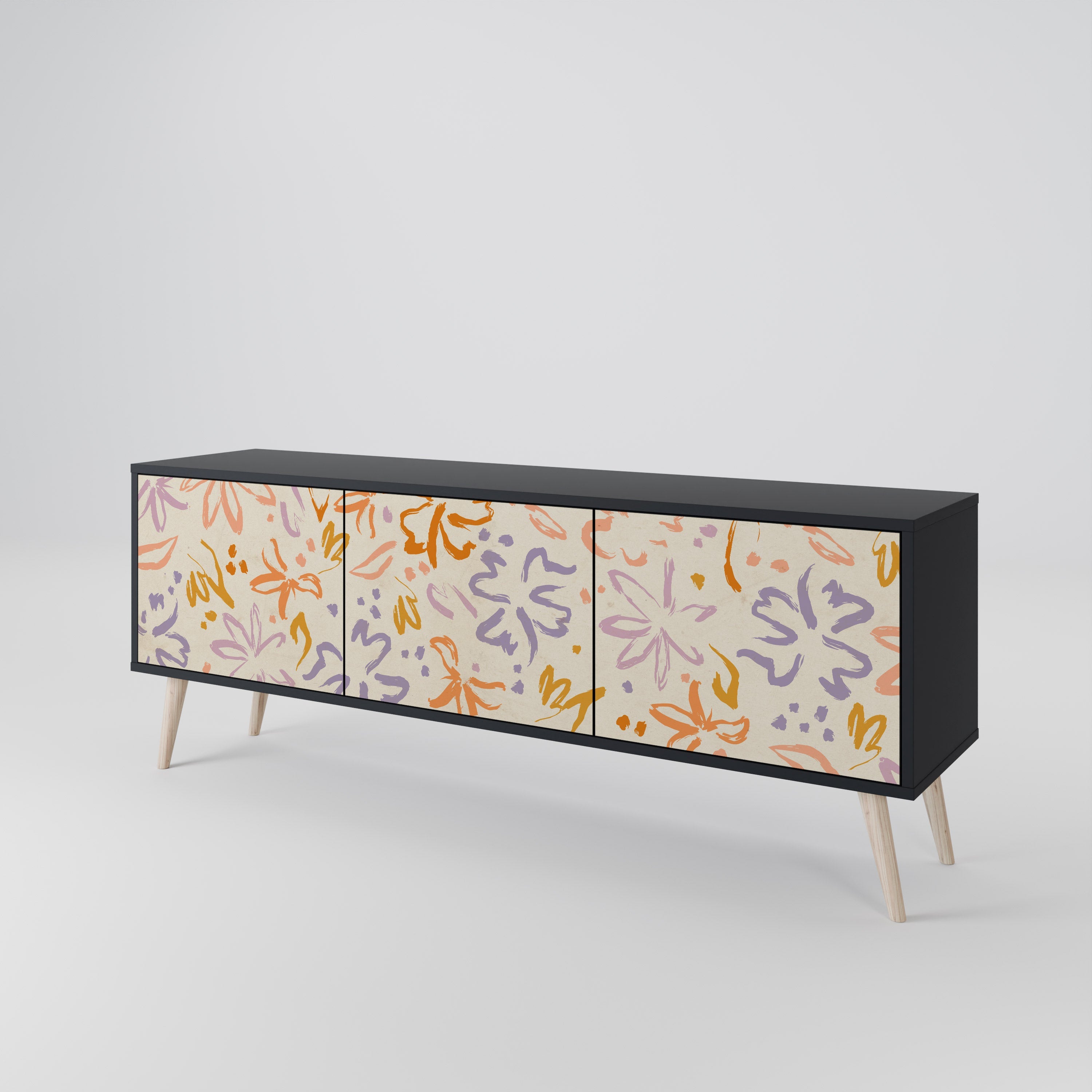 SPRING WHIMSY 3-türiger TV-Ständer in Schwarz