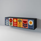 SCANDIC FLOWERET TV-Lowboard mit 3 Türen in Schwarz