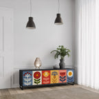 SCANDIC FLOWERET TV-Lowboard mit 3 Türen in Schwarz