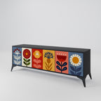 SCANDIC FLOWERET TV-Lowboard mit 3 Türen in Schwarz