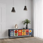 SCANDIC FLOWERET TV-Lowboard mit 3 Türen in Schwarz