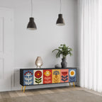 SCANDIC FLOWERET TV-Lowboard mit 3 Türen in Schwarz